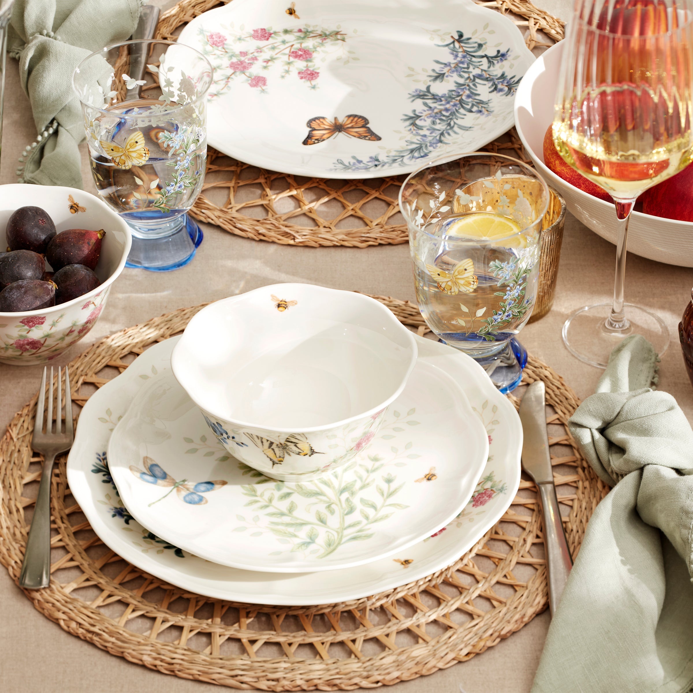 Butterfly Meadow Herbs Rice Bowls. Set of 4 - Image 4