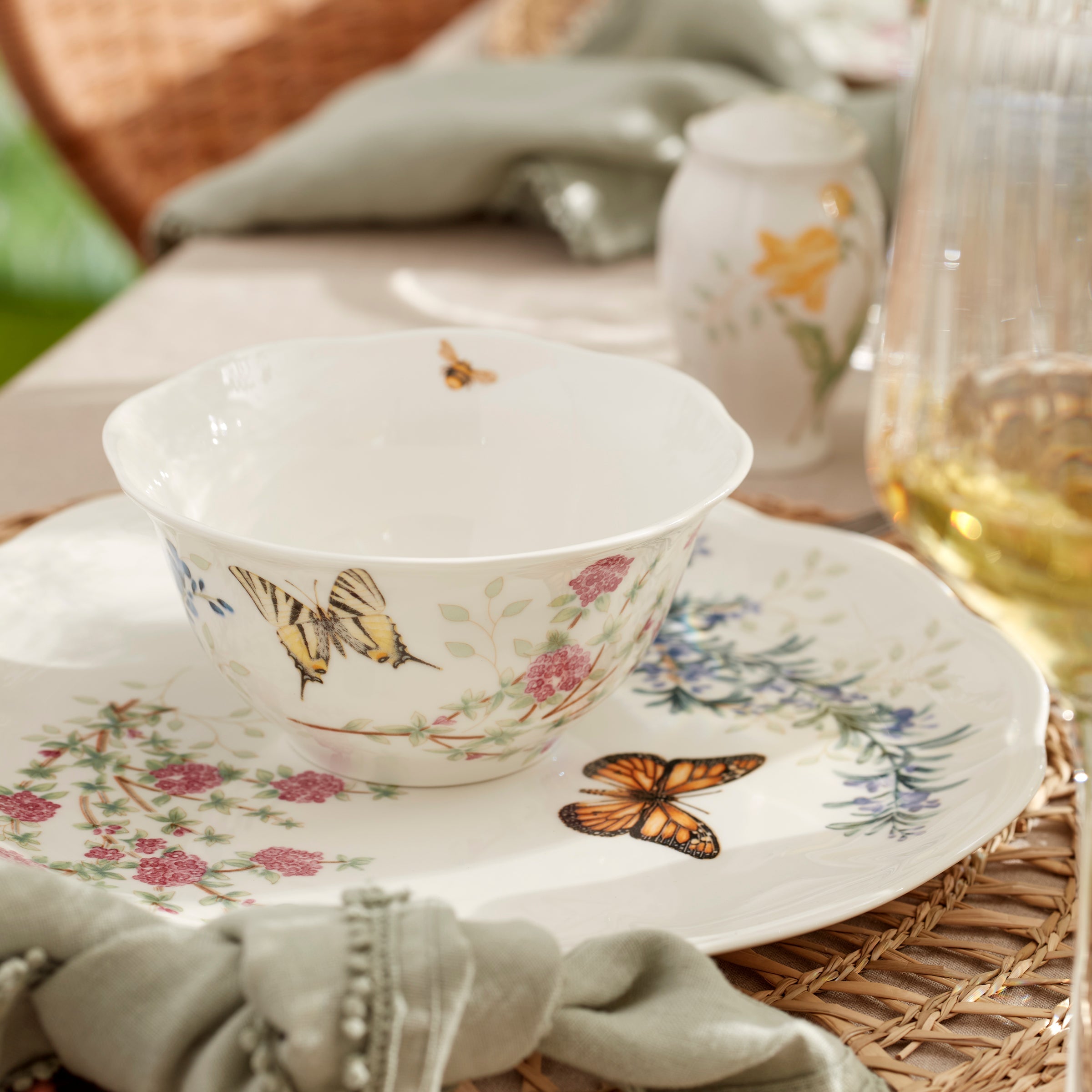 Butterfly Meadow Herbs Rice Bowls. Set of 4 - Image 3