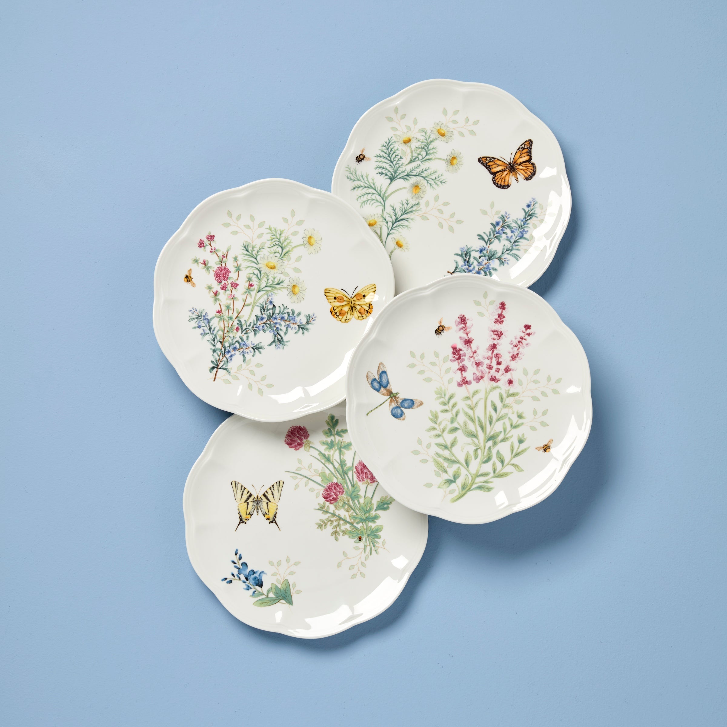 Butterfly Meadow Herbs Accent Plates. Set of 4