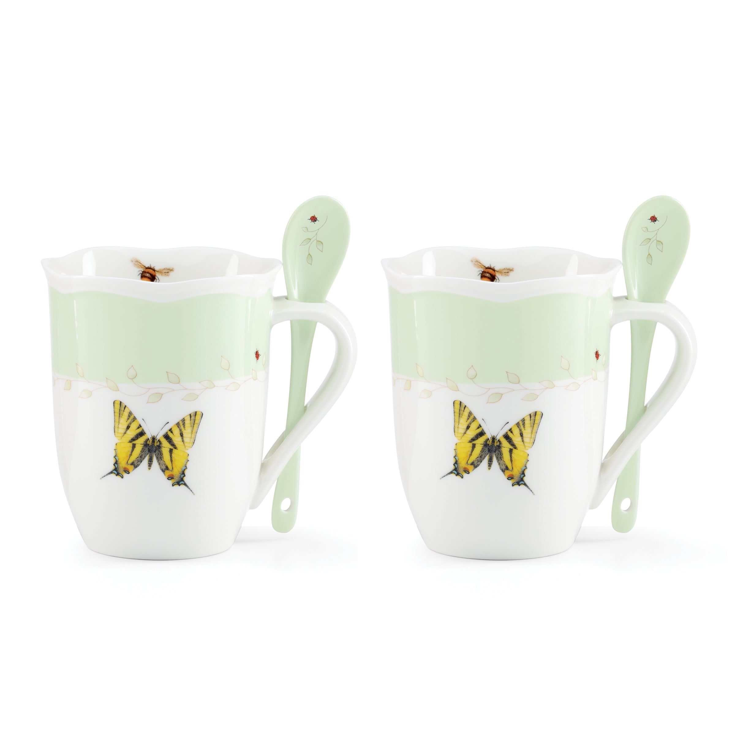 Butterfly Meadow Color Mugs with Spoons. Set of 8 - Image 8