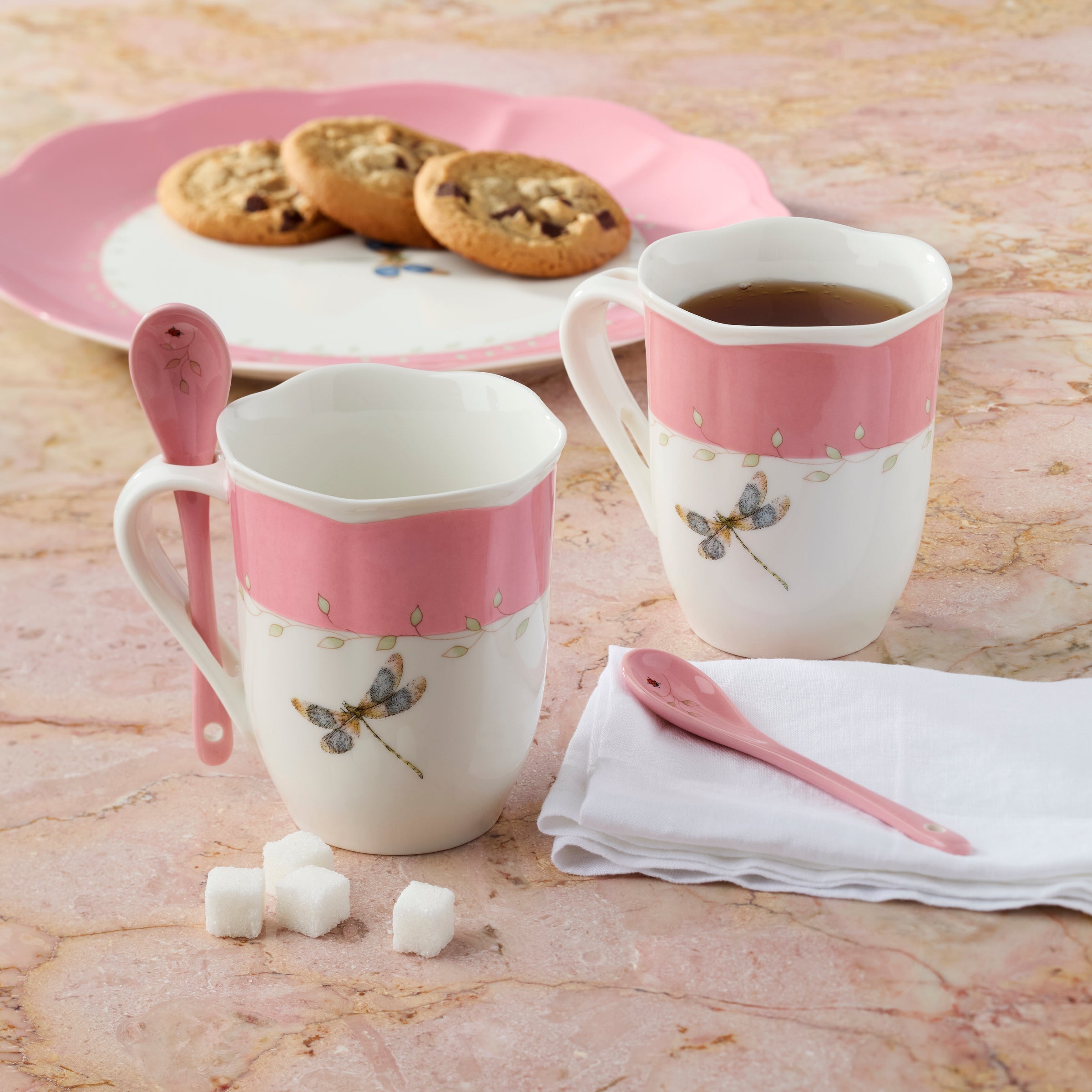 Butterfly Meadow Color Mugs with Spoons. Set of 8 - Image 5
