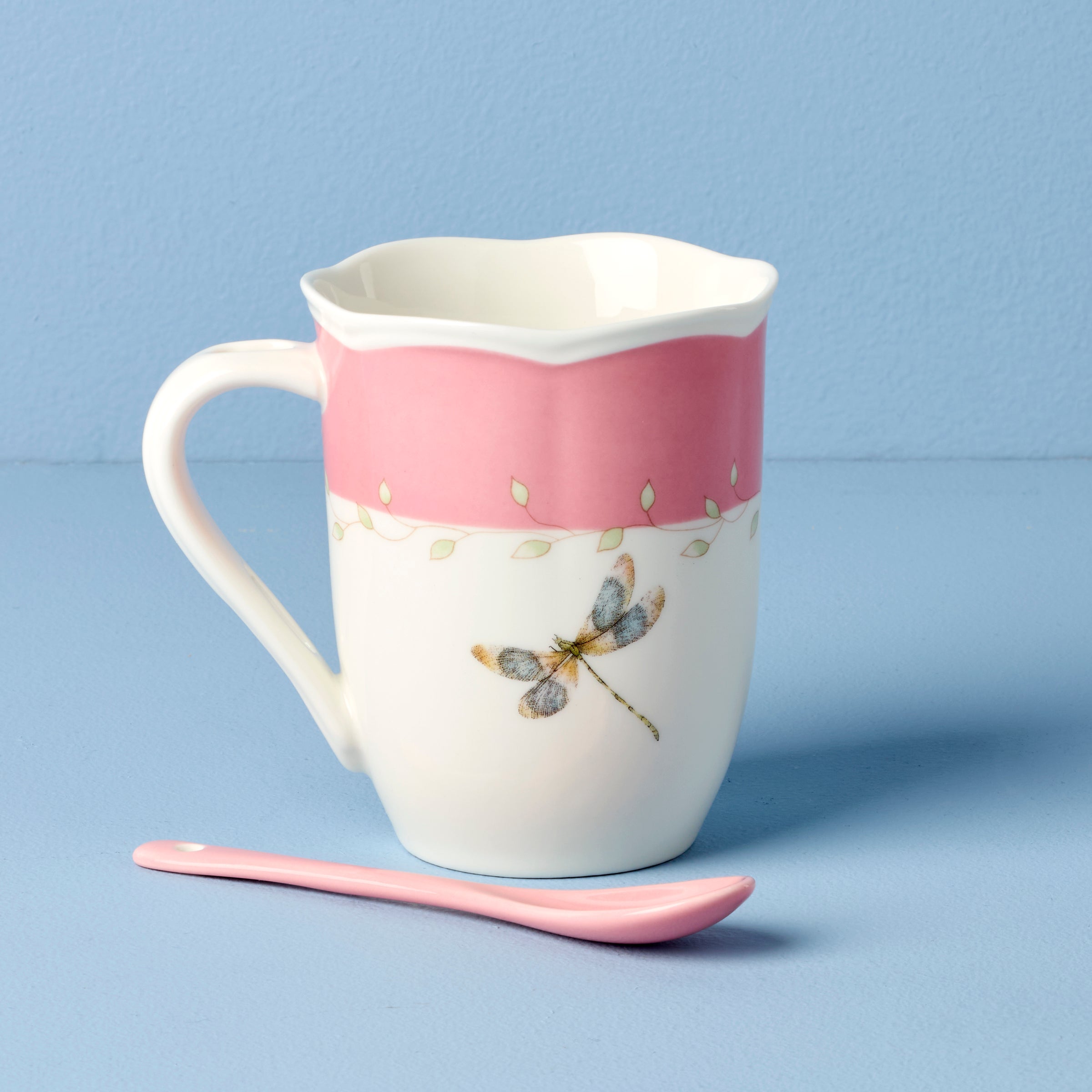 Butterfly Meadow Pink Mugs with Spoons. Set of 2 - Image 4