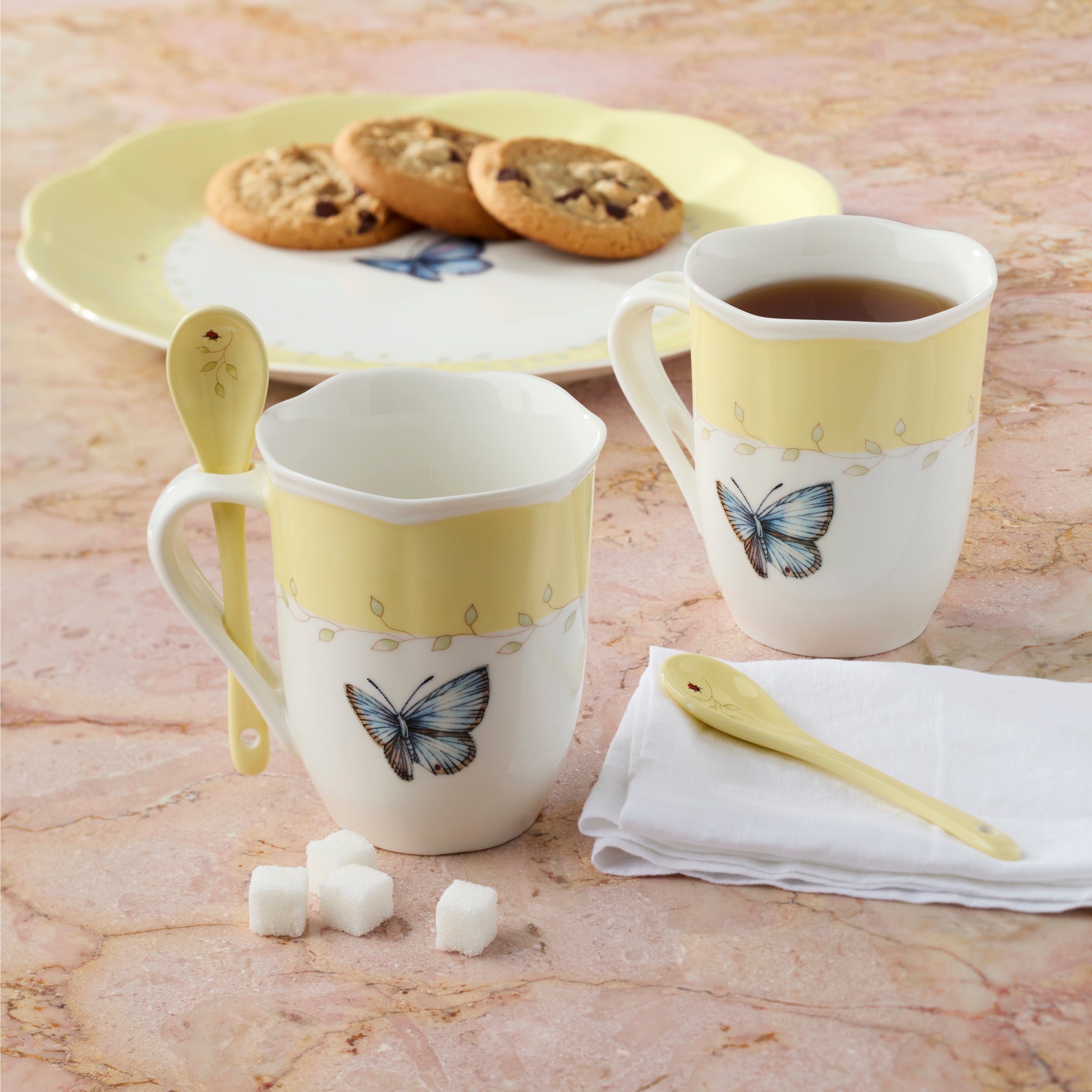 Butterfly Meadow Yellow Mugs with Spoons. Set of 2 - Image 5