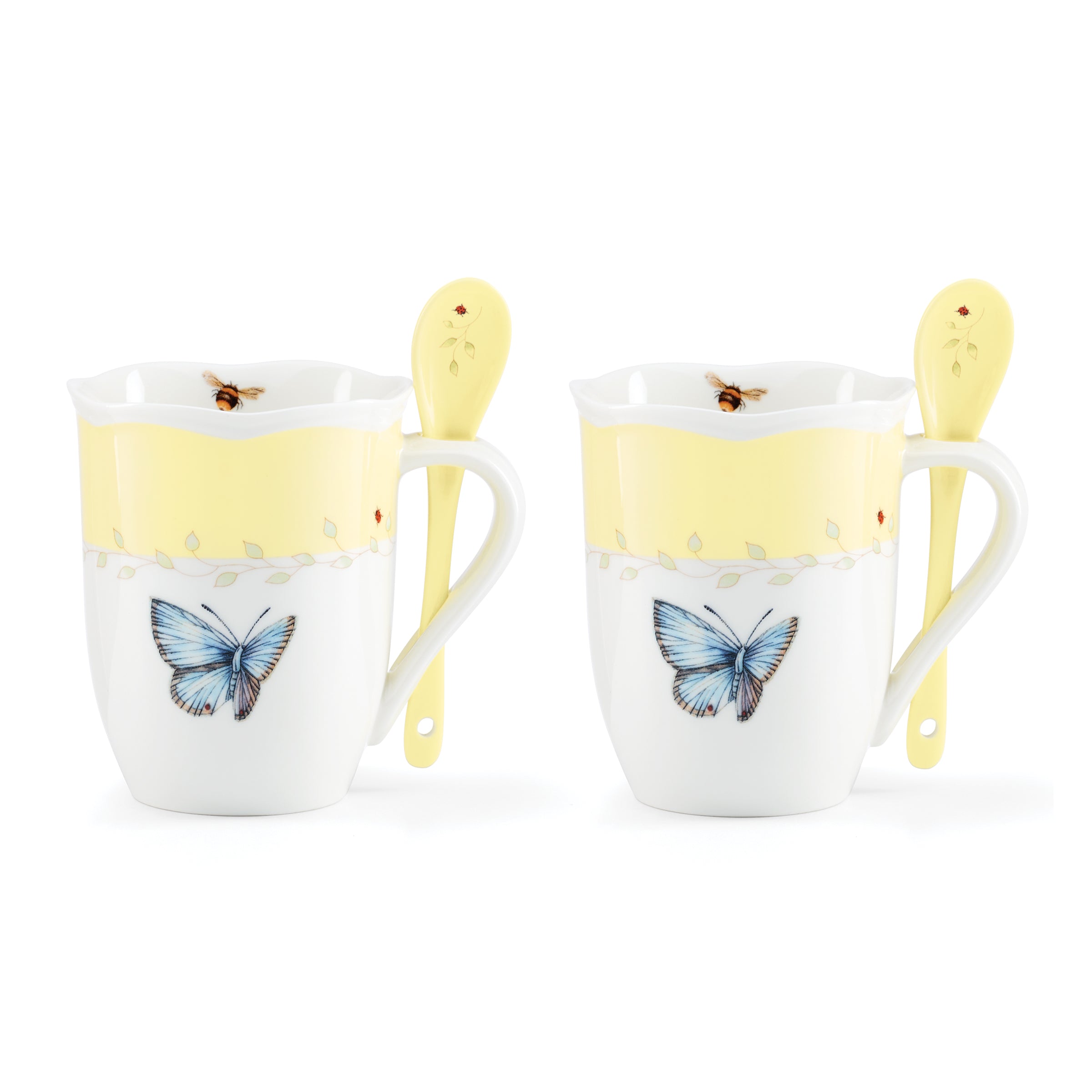 Butterfly Meadow Color Mugs with Spoons. Set of 8 - Image 10