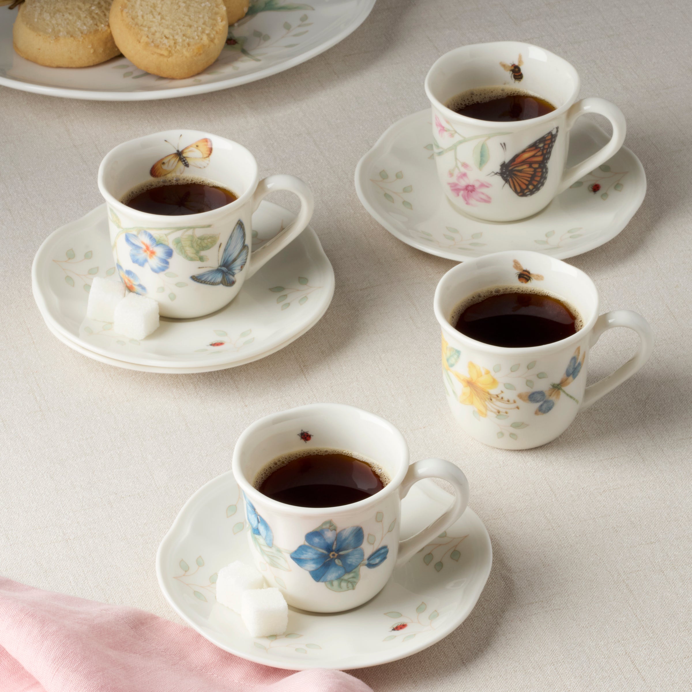 Butterfly Meadow Espresso Cup & Saucers. Set of 4 - Image 3