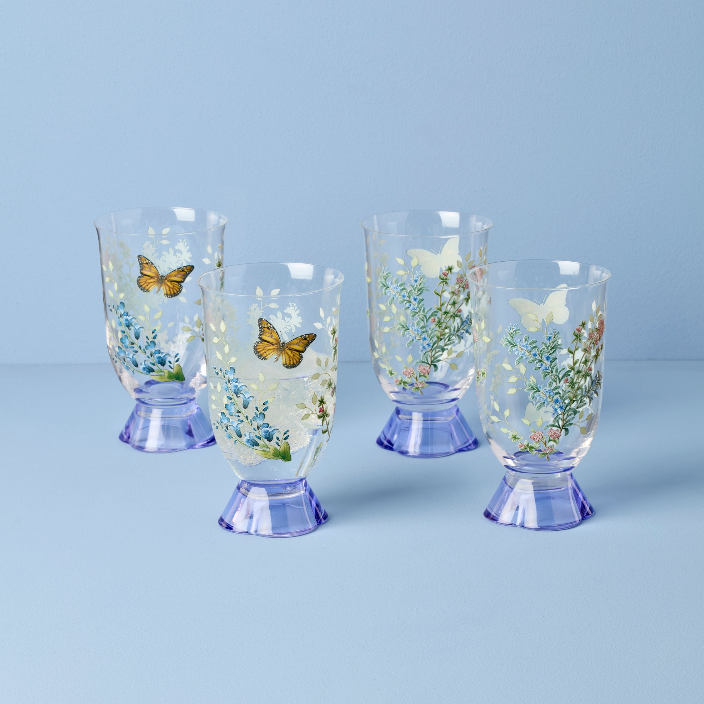 Butterfly Meadow Herbs Tall Tumblers. Set of 4