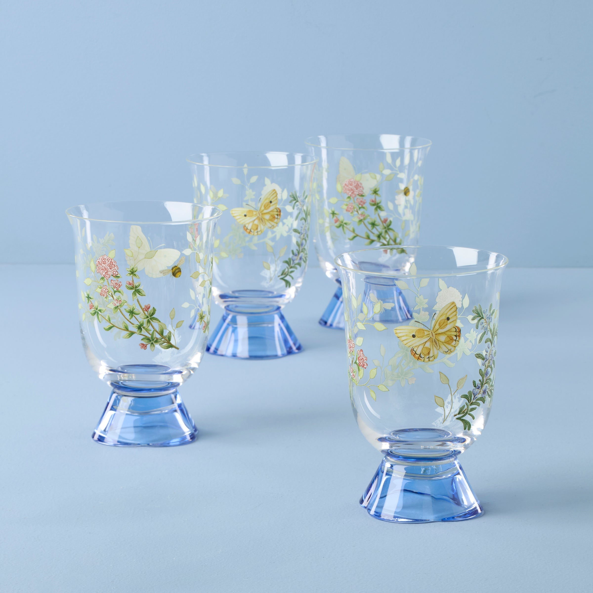 Butterfly Meadow Herbs Short Tumblers. Set of 4