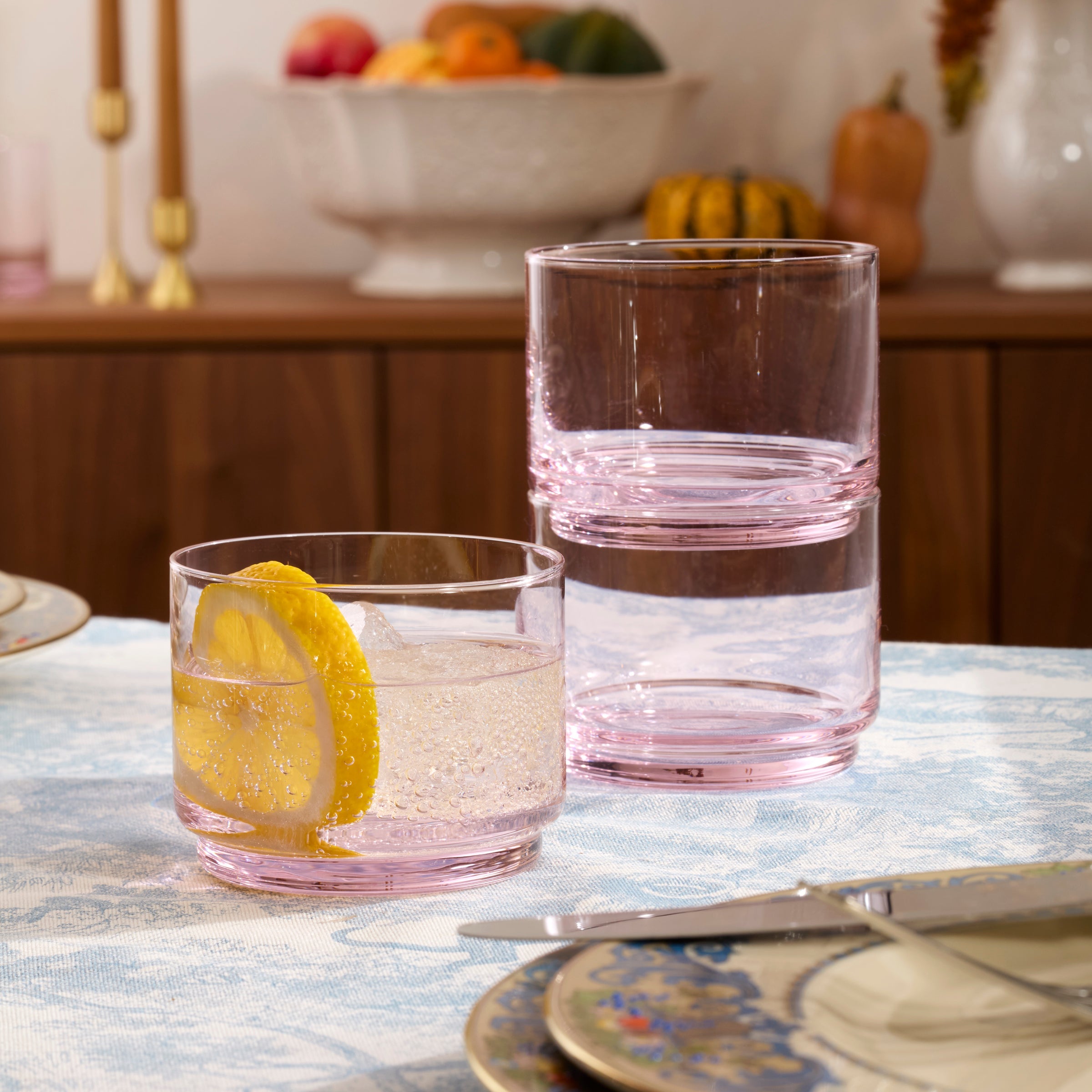 Tuscany Stackable Blush Short Glasses. Set of 4 - Image 4