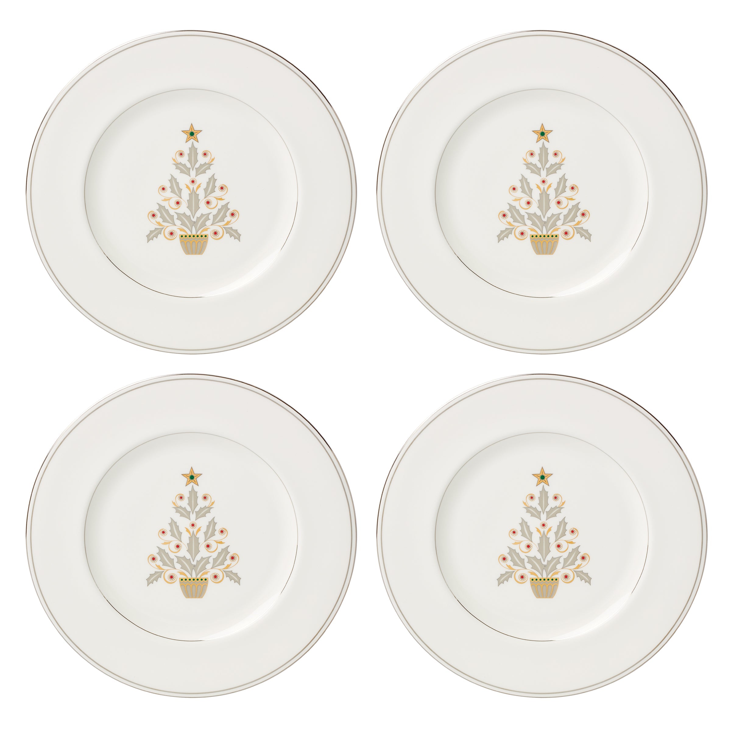 Federal Platinum Tree Accent Plates. Set of 4 - Image 4