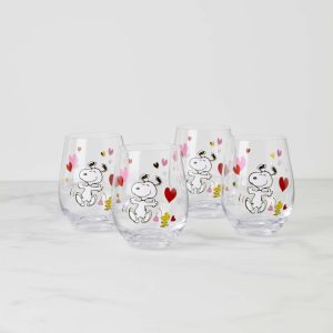 Snoopy Valentine's Day Tumblers. Set of 4