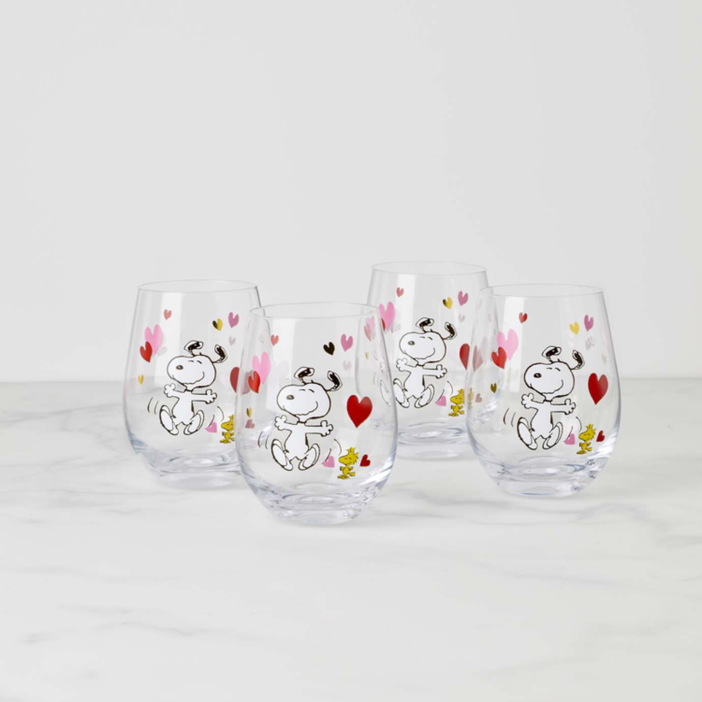 Snoopy Valentine's Day Tumblers. Set of 4
