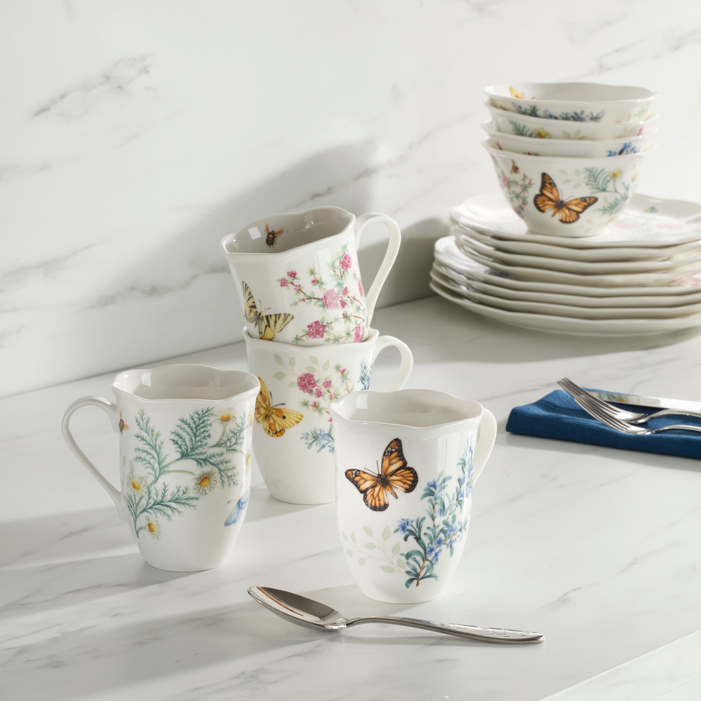 Butterfly Meadow Herbs Mugs. Set of 4 - Image 3
