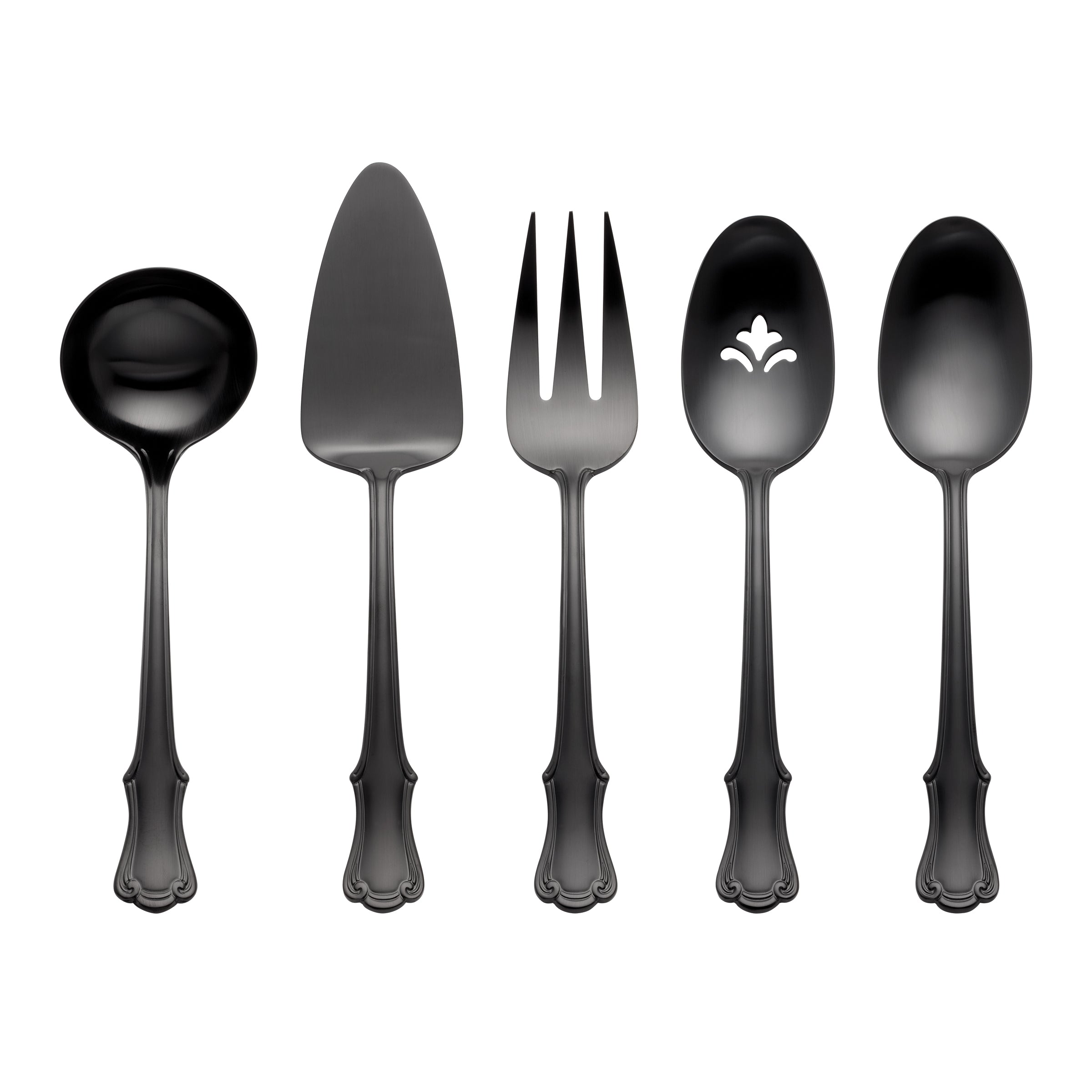 James Street Black Satin 5-Piece Hostess Set