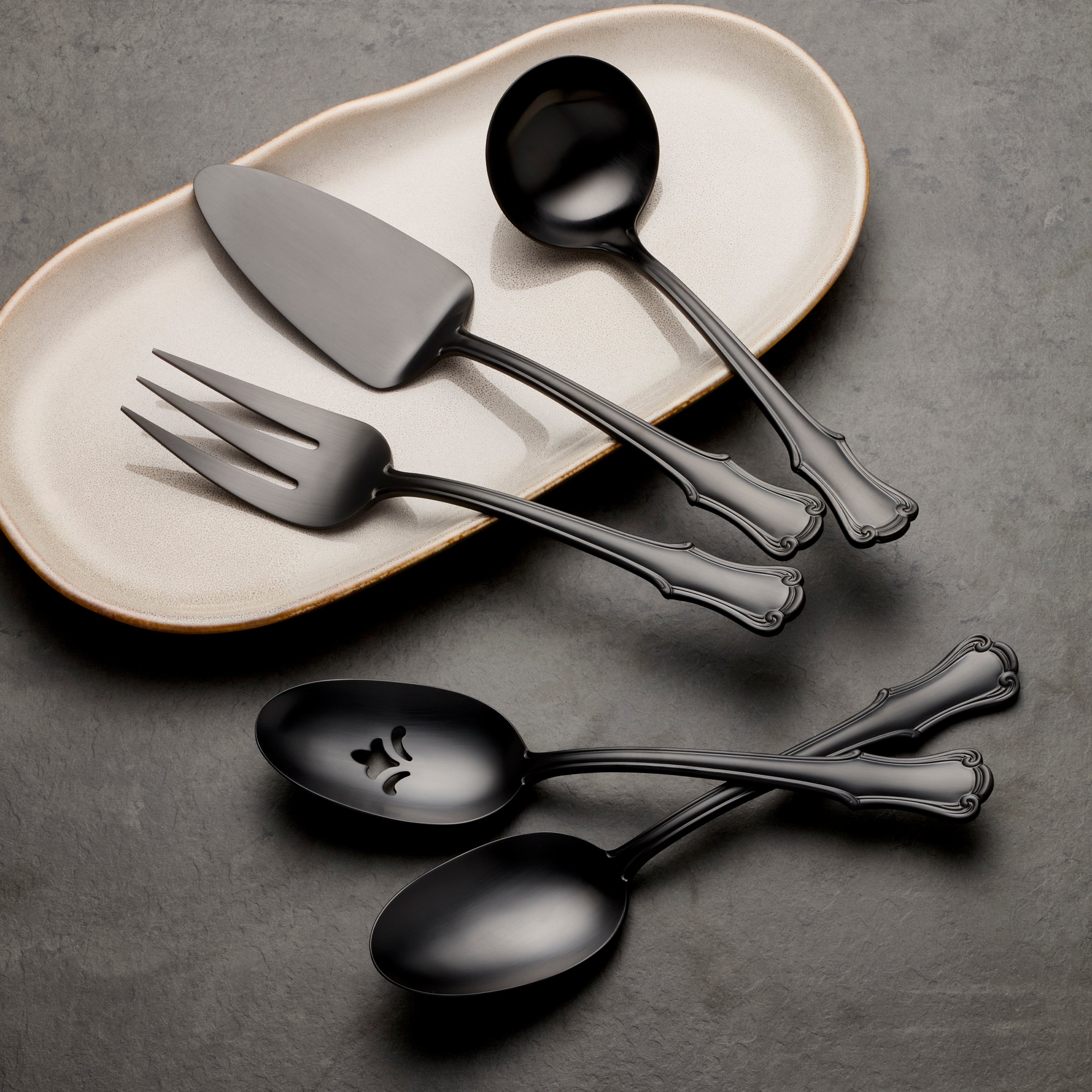 James Street Black Satin 5-Piece Hostess Set - Image 2