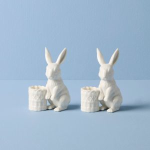 Wicker Creek Bunny Candle Holders. Set of 2