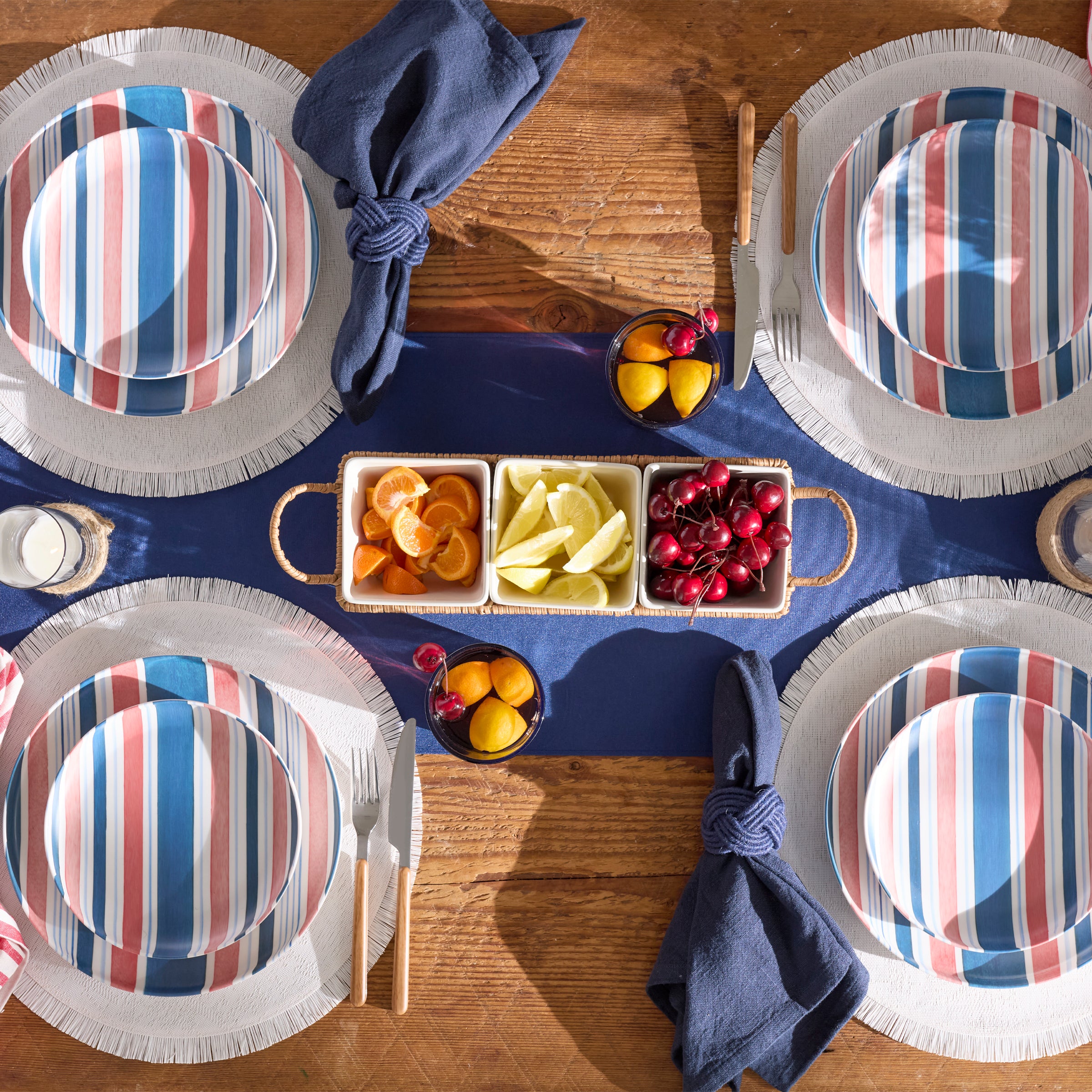 24 Seven Melamine Stripe 12-Piece Dinnerware Set - Image 3