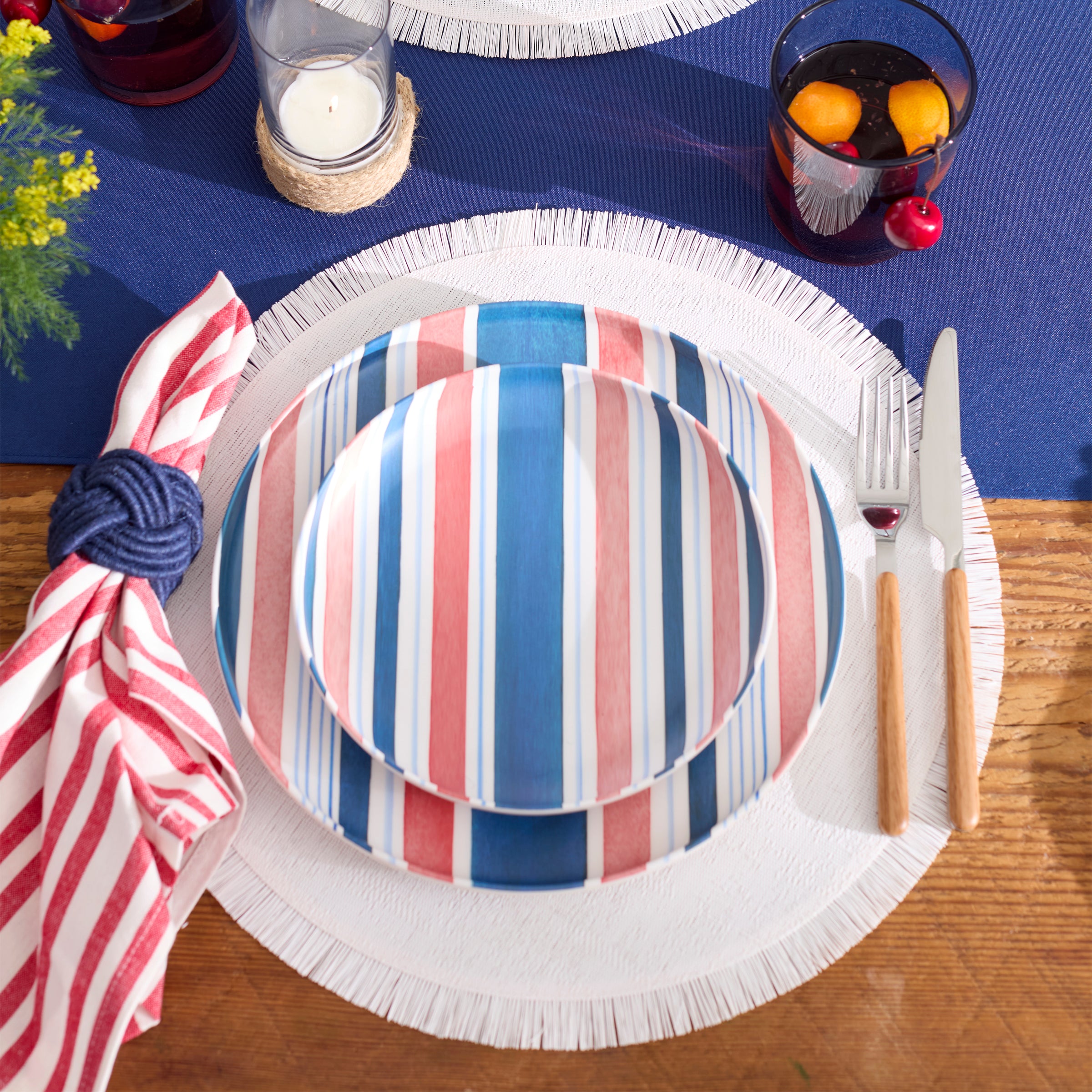 24 Seven Melamine Stripe 12-Piece Dinnerware Set - Image 7