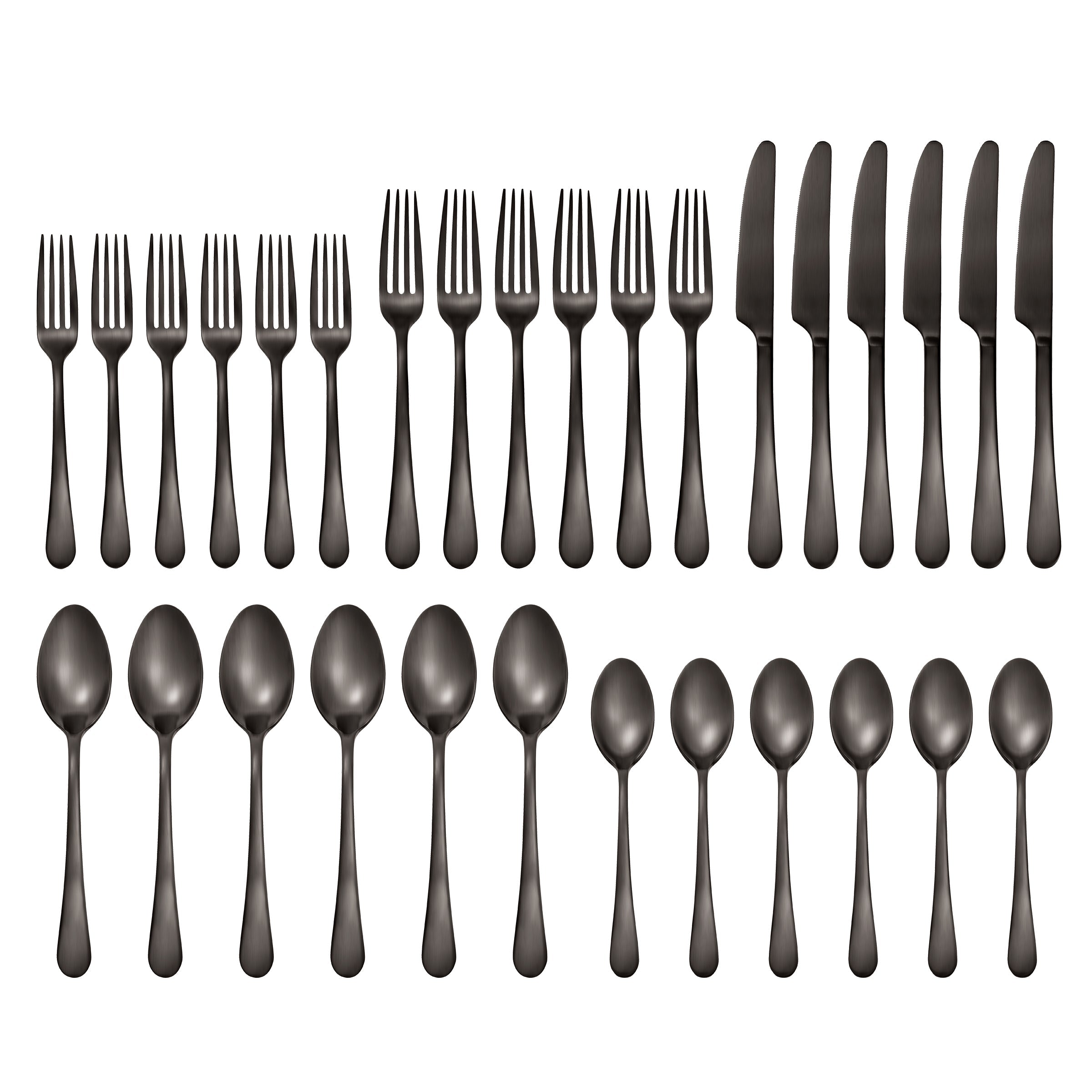 Mirabella Gunmetal Satin 30-Piece Flatware Set - Image 2