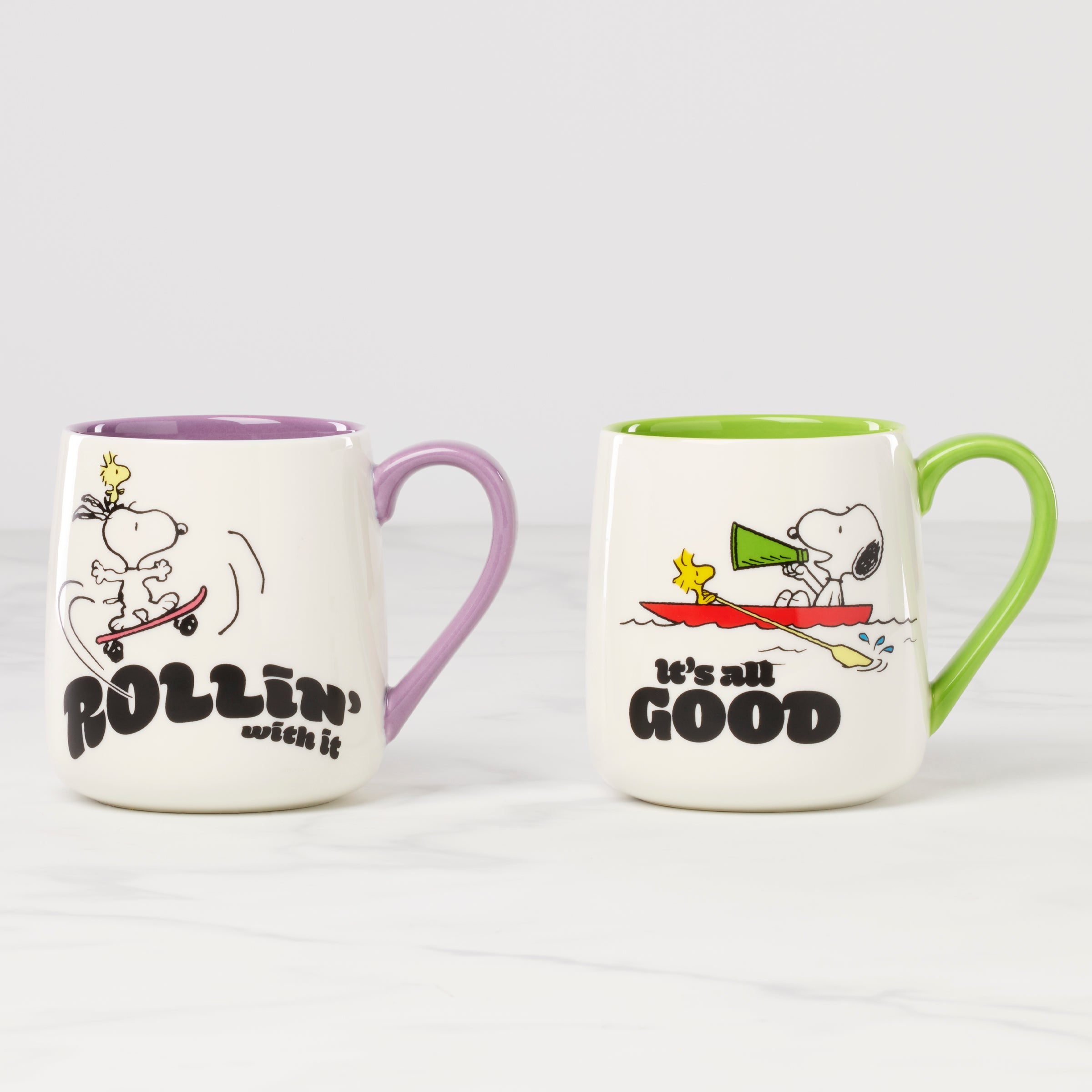 Peanuts Mugs Rollin'-All Good. Set of 2