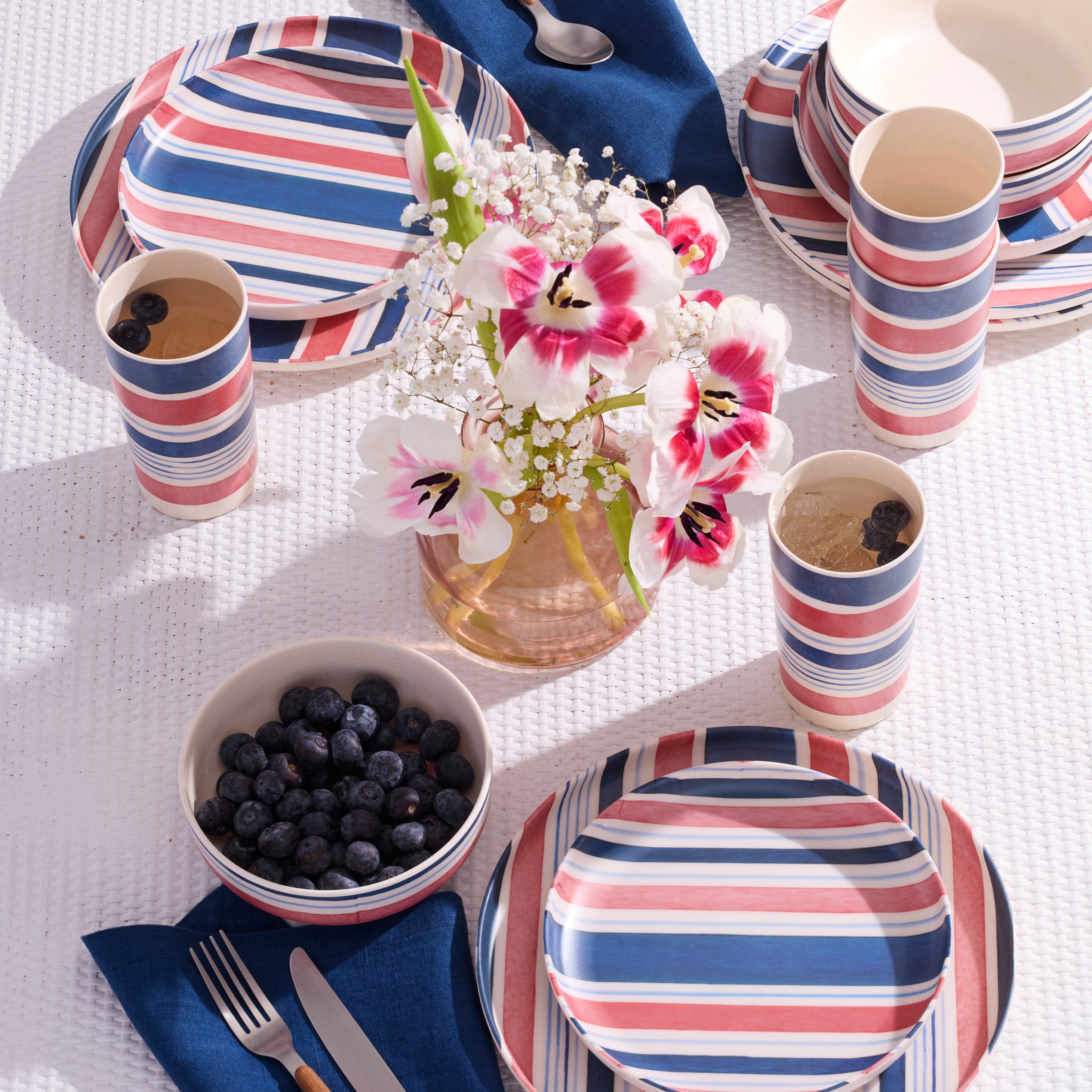 24 Seven Melamine Stripe 12-Piece Dinnerware Set - Image 8