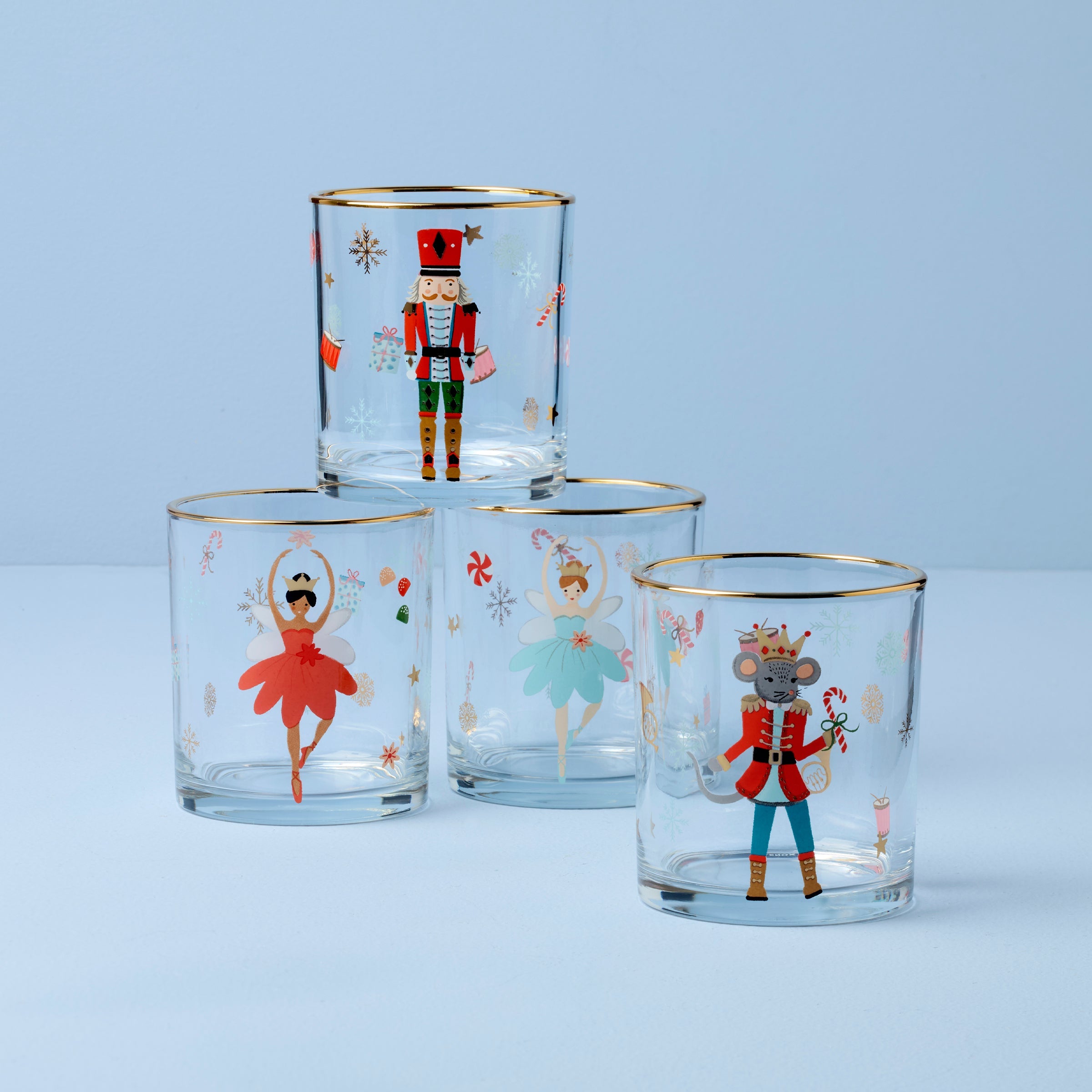 Nutcracker Ballet Double Old Fashioned Glasses. Set Of 4