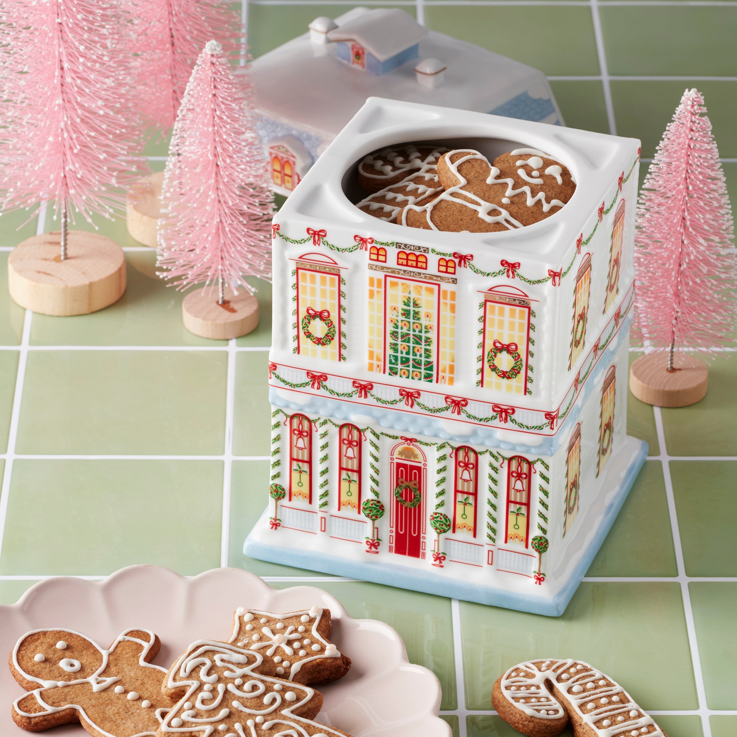 Lenox Holiday Village Christmas Cookie Jar - Image 4