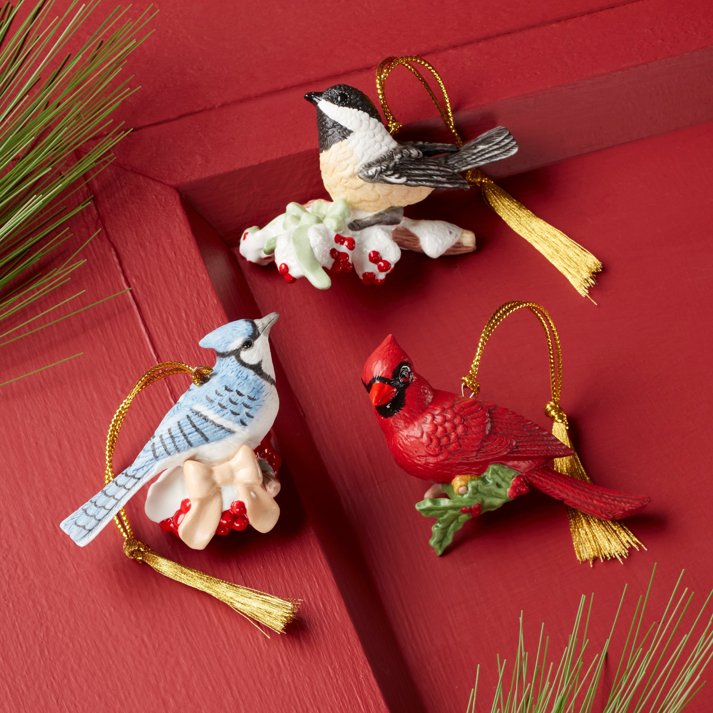 Winter Birds 3-Piece Ornament Set - Image 2