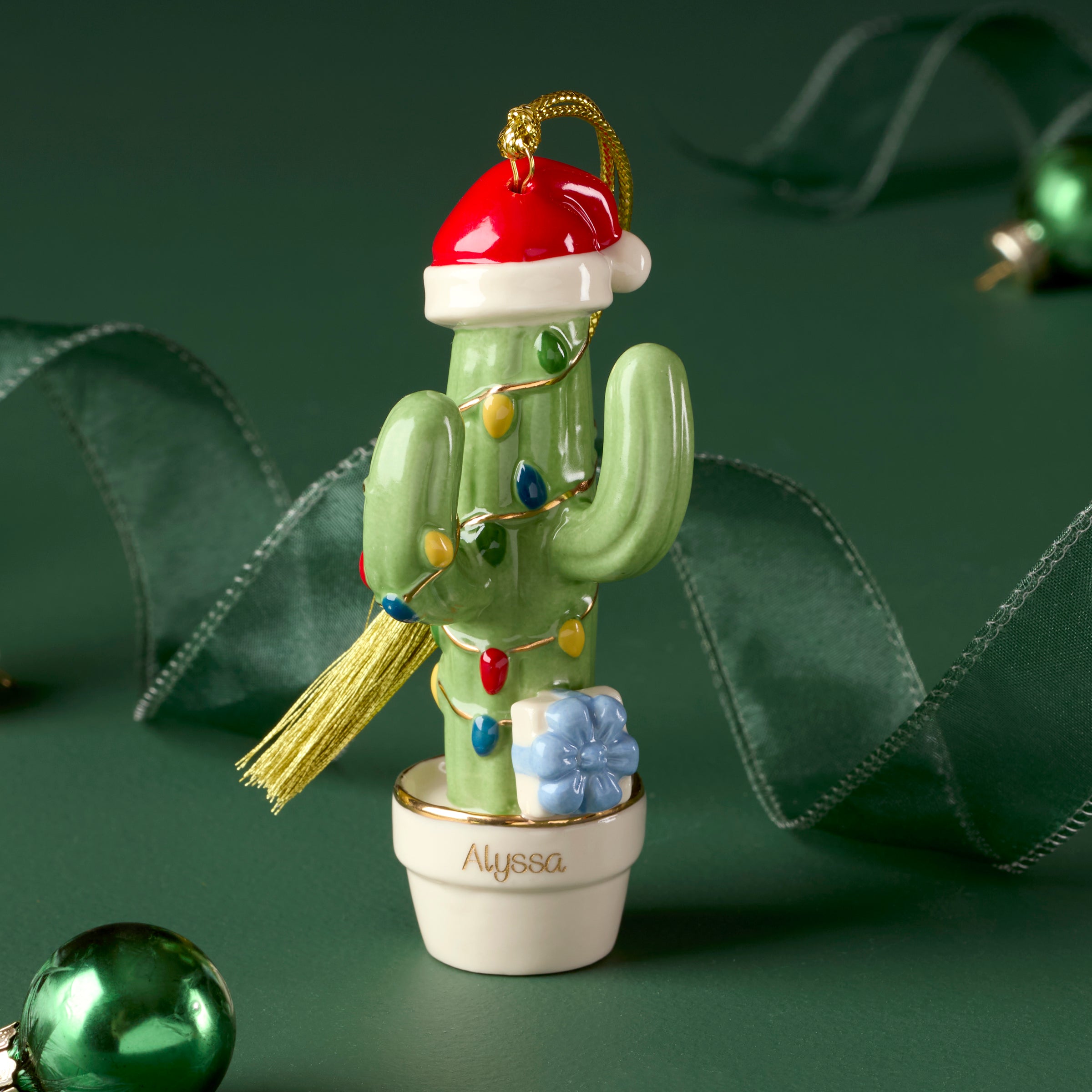 Personalized Christmas Cactus Ornament - Image 2