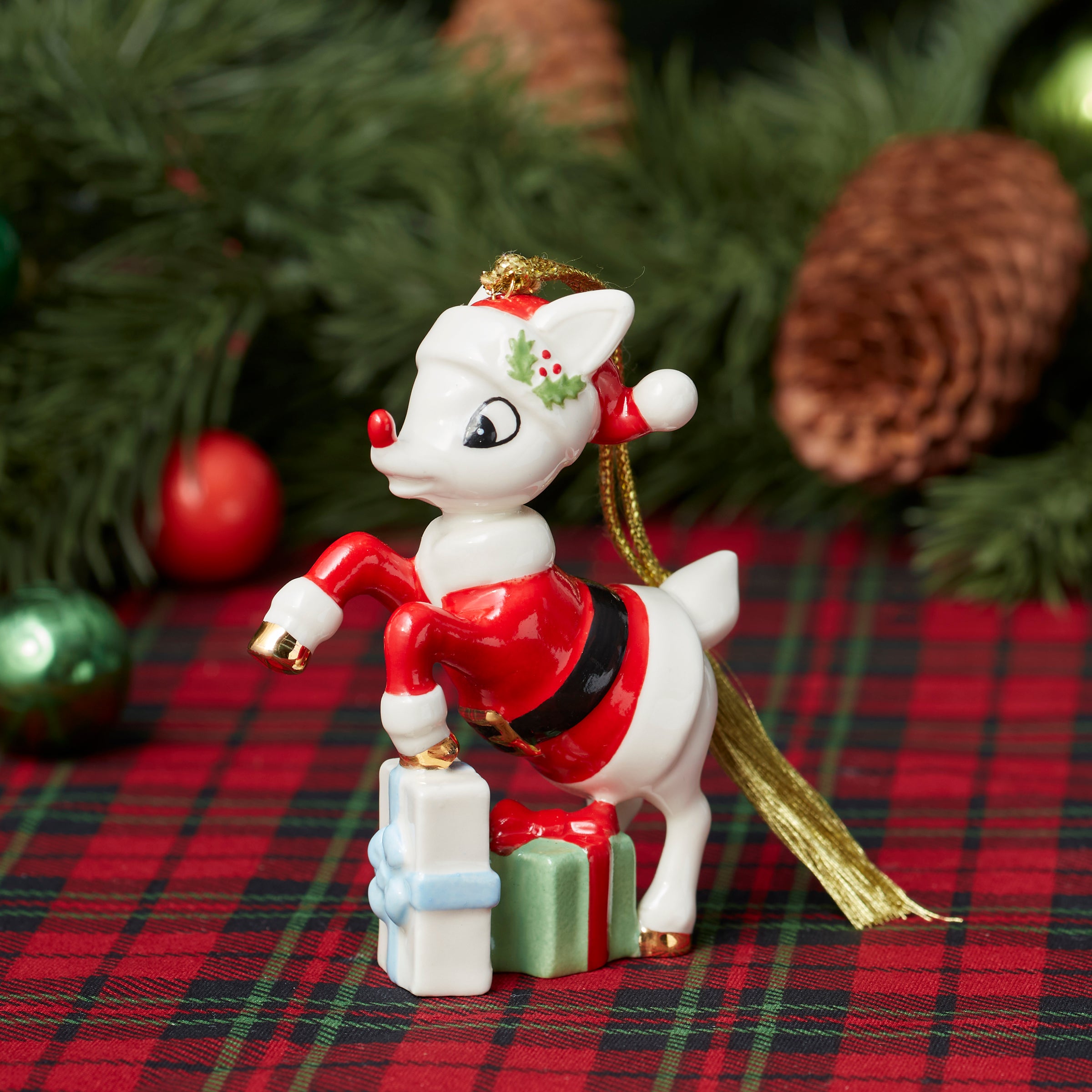Rudolph in a Santa Suit Ornament - Image 2