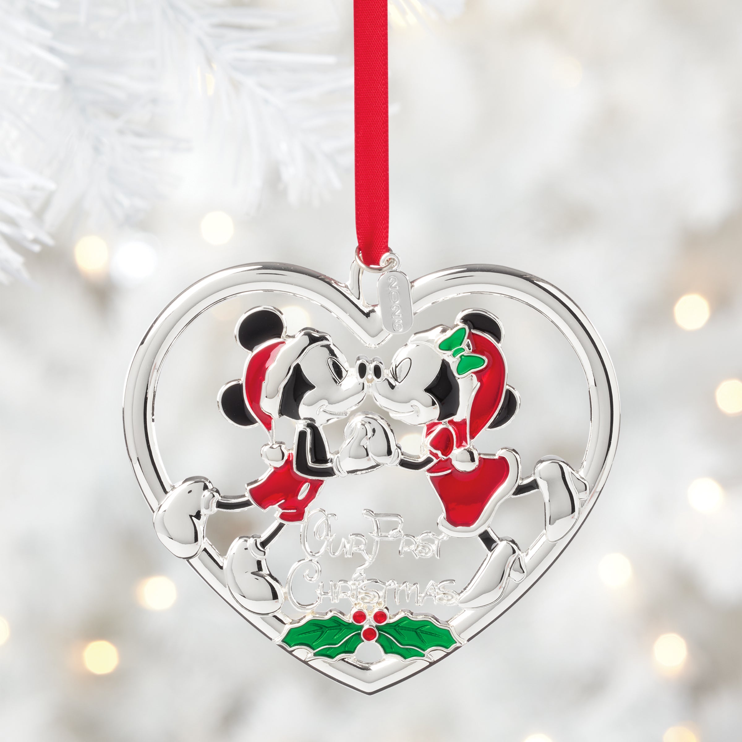 2026 Our 1st Christmas Mickey & Minnie Mouse Metal Ornament - Image 2