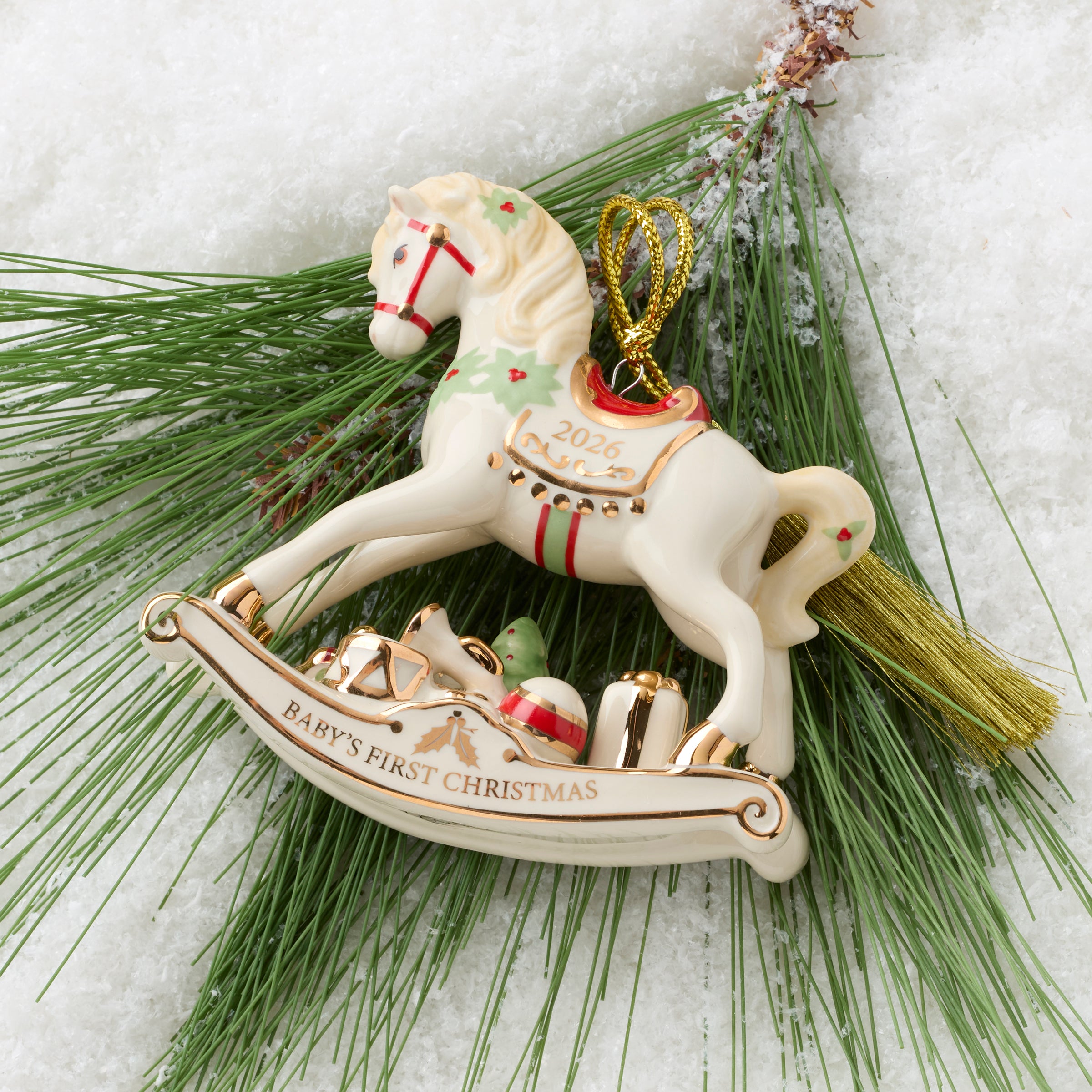2026 Baby's 1st Christmas Vintage Rocking Horse Ornament - Image 2