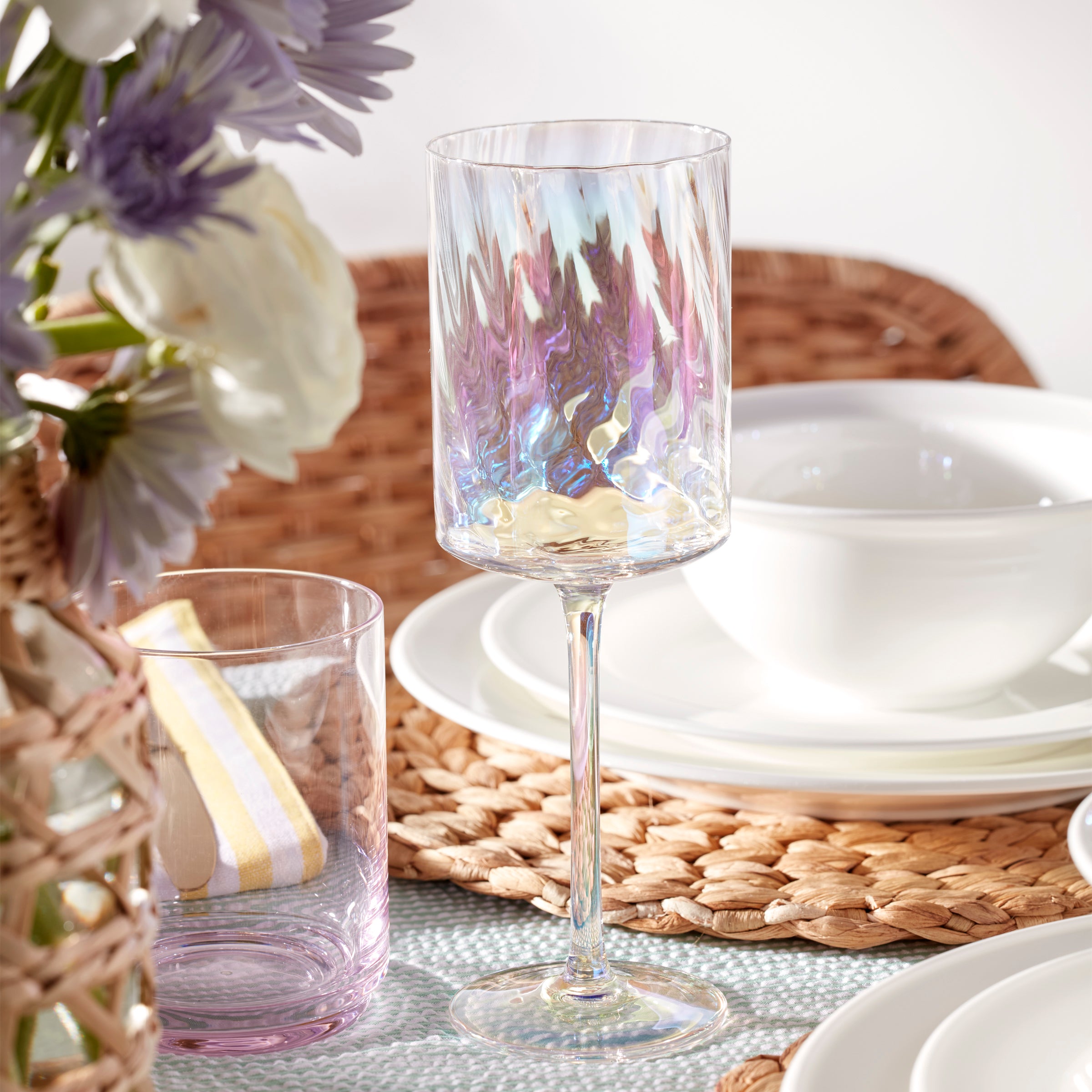 Tuscany Classics Iridescent White Wine Glasses. Set of 4 - Image 3