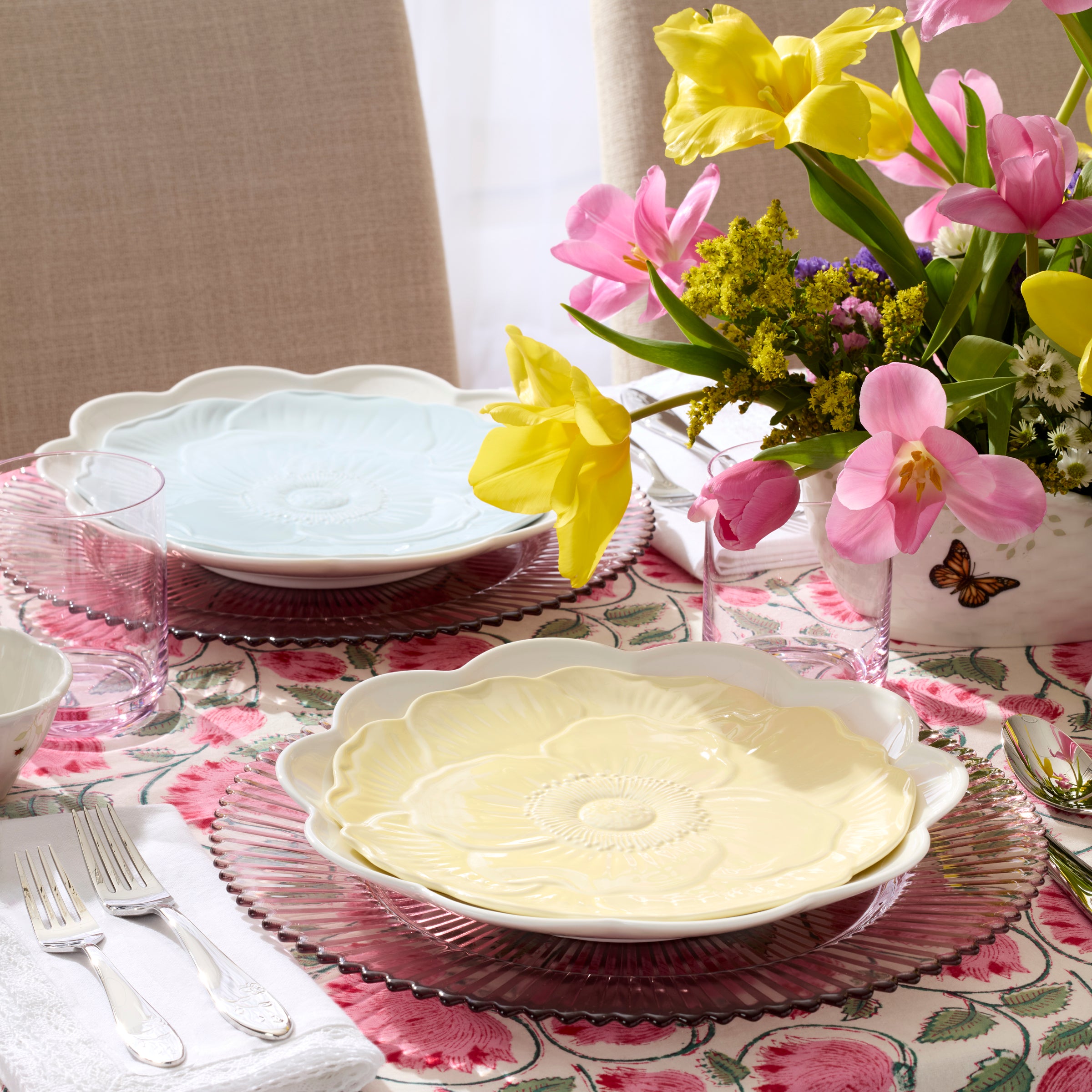 Butterfly Meadow Floral Blue Accent Plates. Set of 4 - Image 7