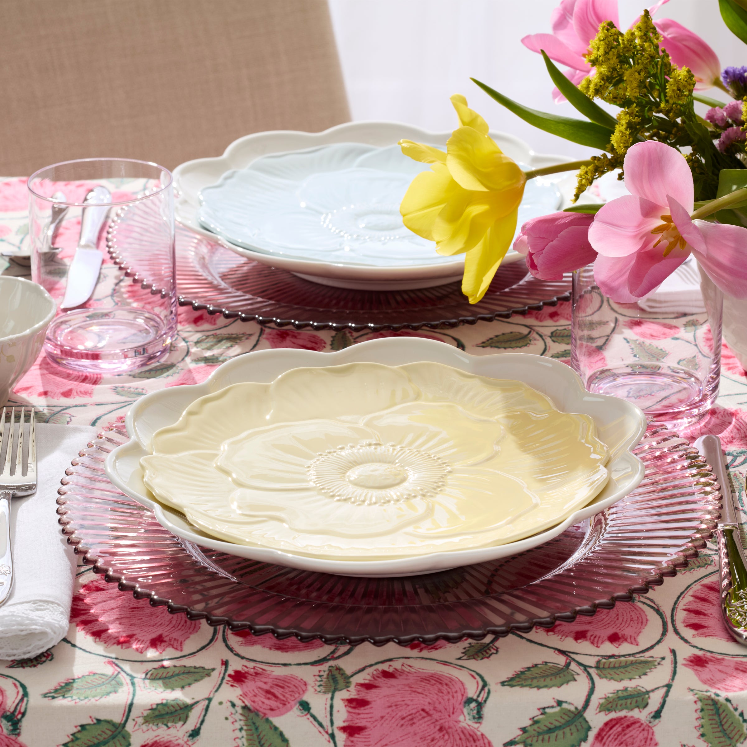 Butterfly Meadow Floral Yellow Accent Plates. Set of 4 - Image 7