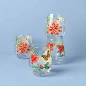 Alternative view of Butterfly Meadow Holiday Stemless Wine Glasses. Set Of 4