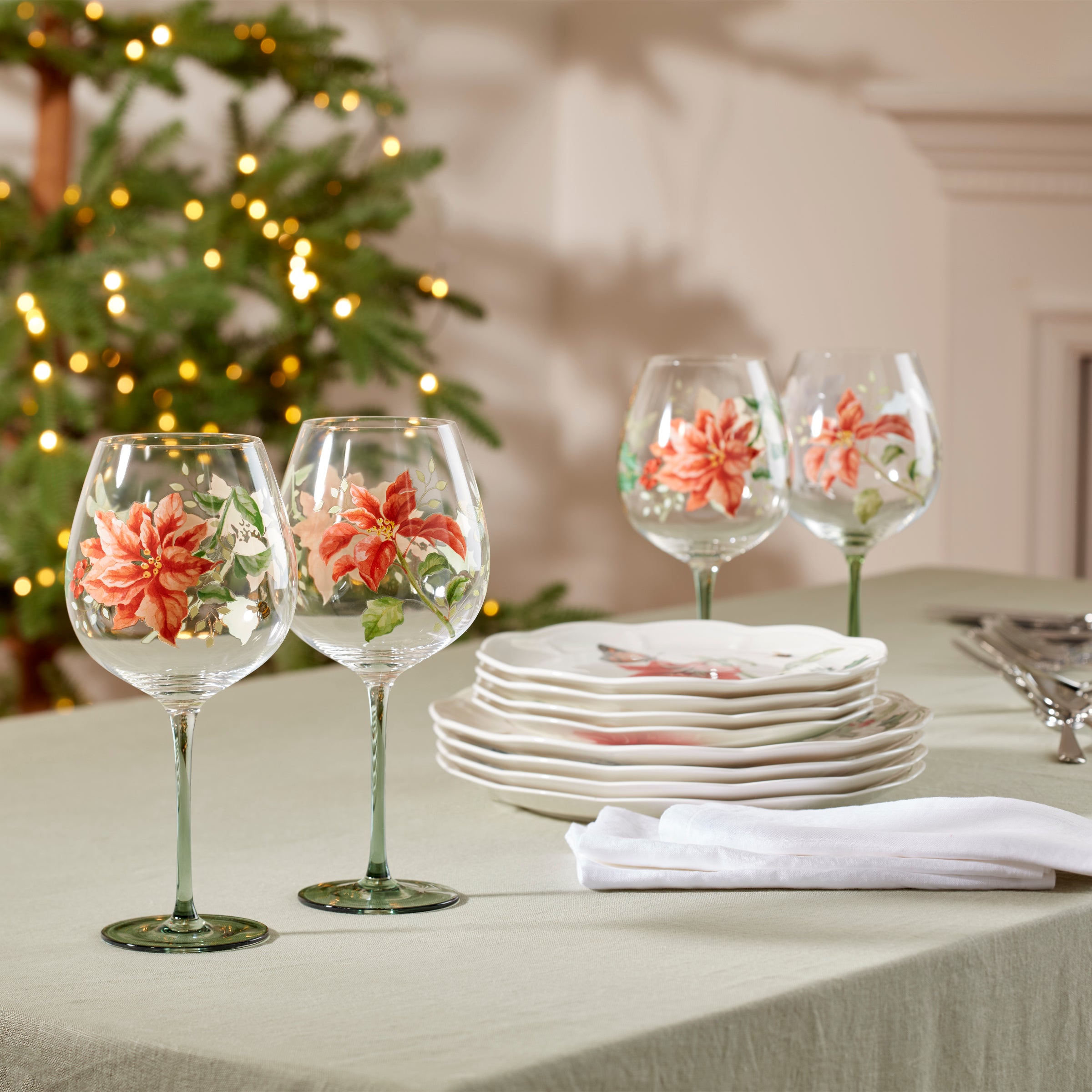 Butterfly Meadow Holiday Balloon Glasses. Set of 4 - Image 3