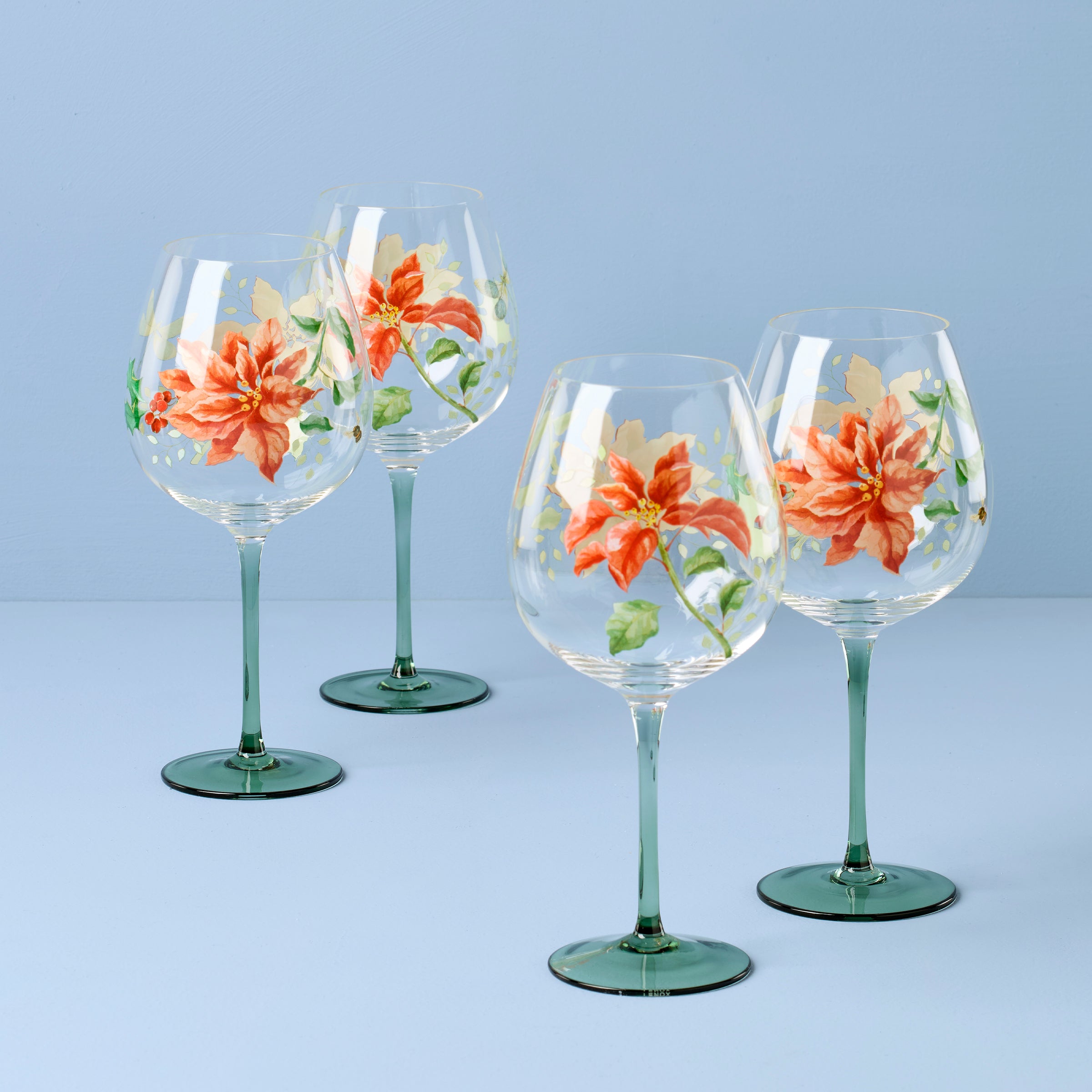 Butterfly Meadow Holiday Balloon Glasses. Set of 4