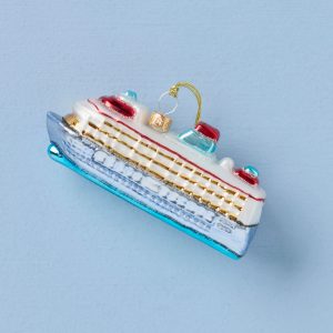 Retro Blown Glass Cruise Ship Ornament