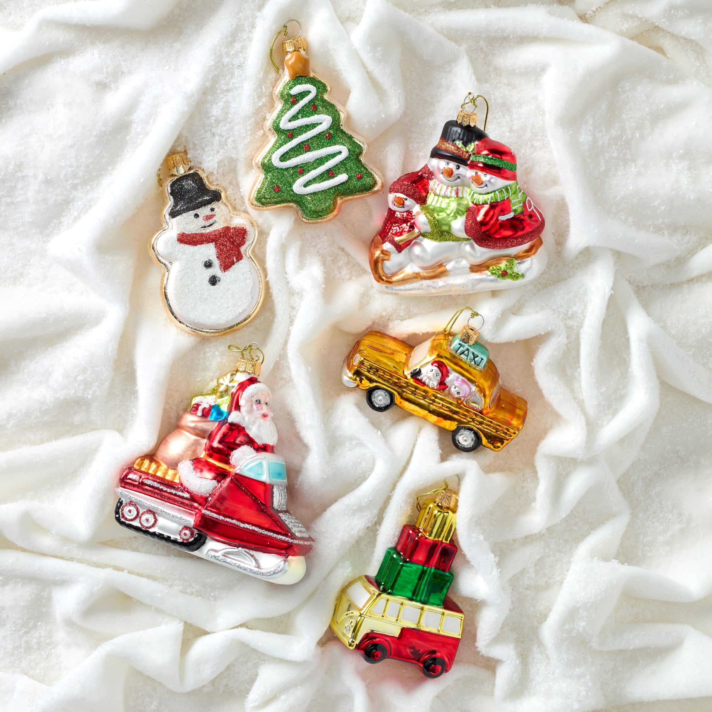 Retro Blown Glass Santa on Snowmobile Ornament - Image 2