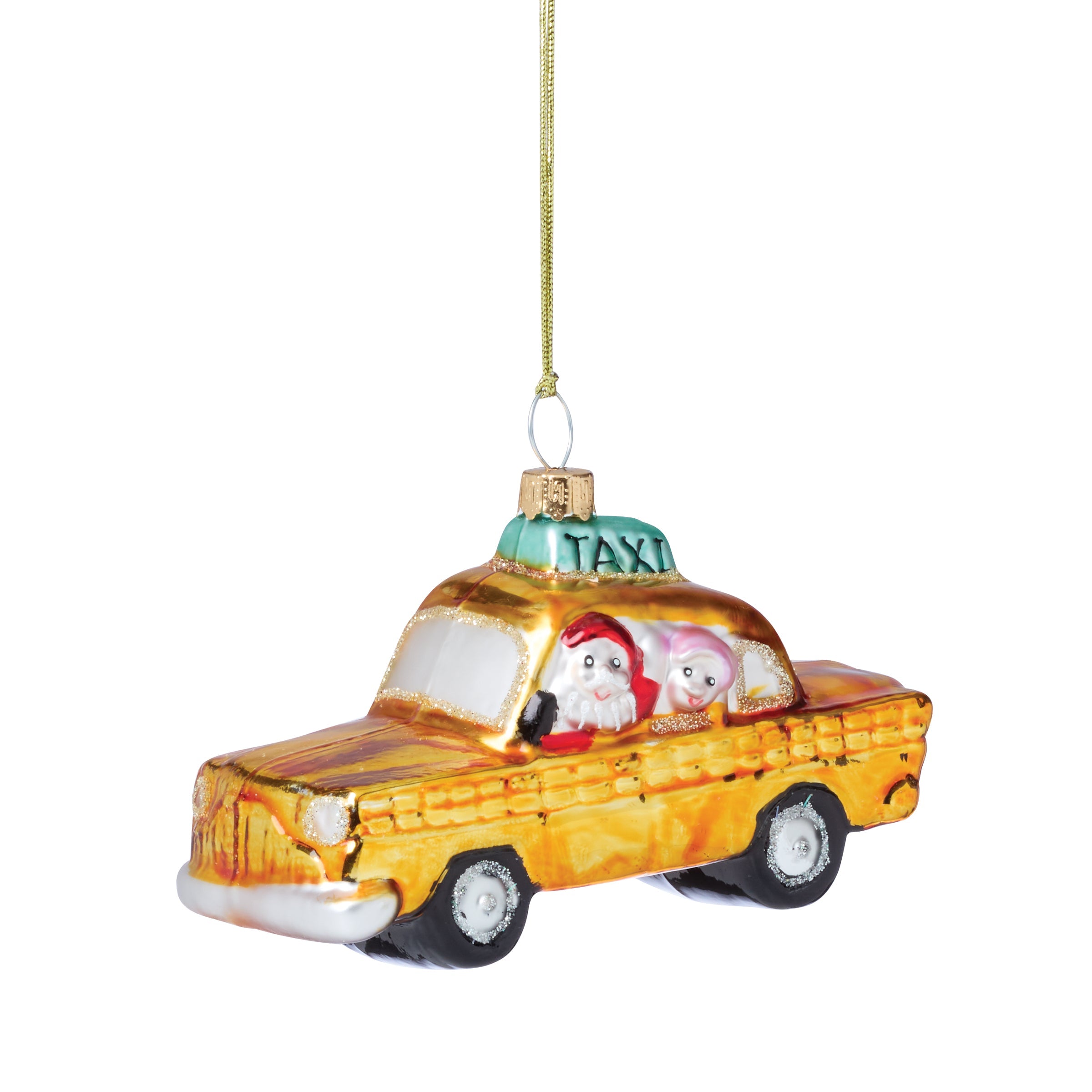 Retro Blown Glass Taxi Ornament - Image 3