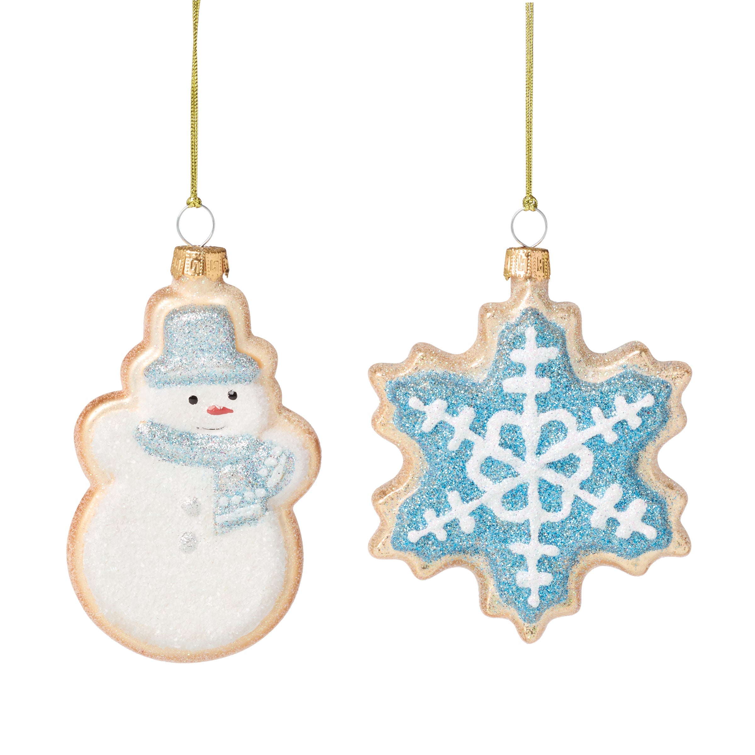 Retro Blown Glass Snowman & Snowflake Cookie Ornament Set - Image 3