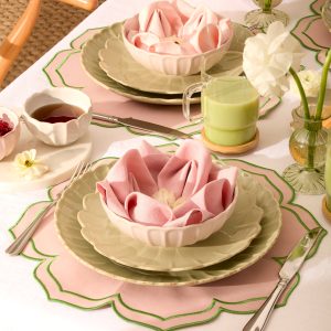 Alternative view of French Perle Scallop Matcha 24-Piece Dinnerware Set