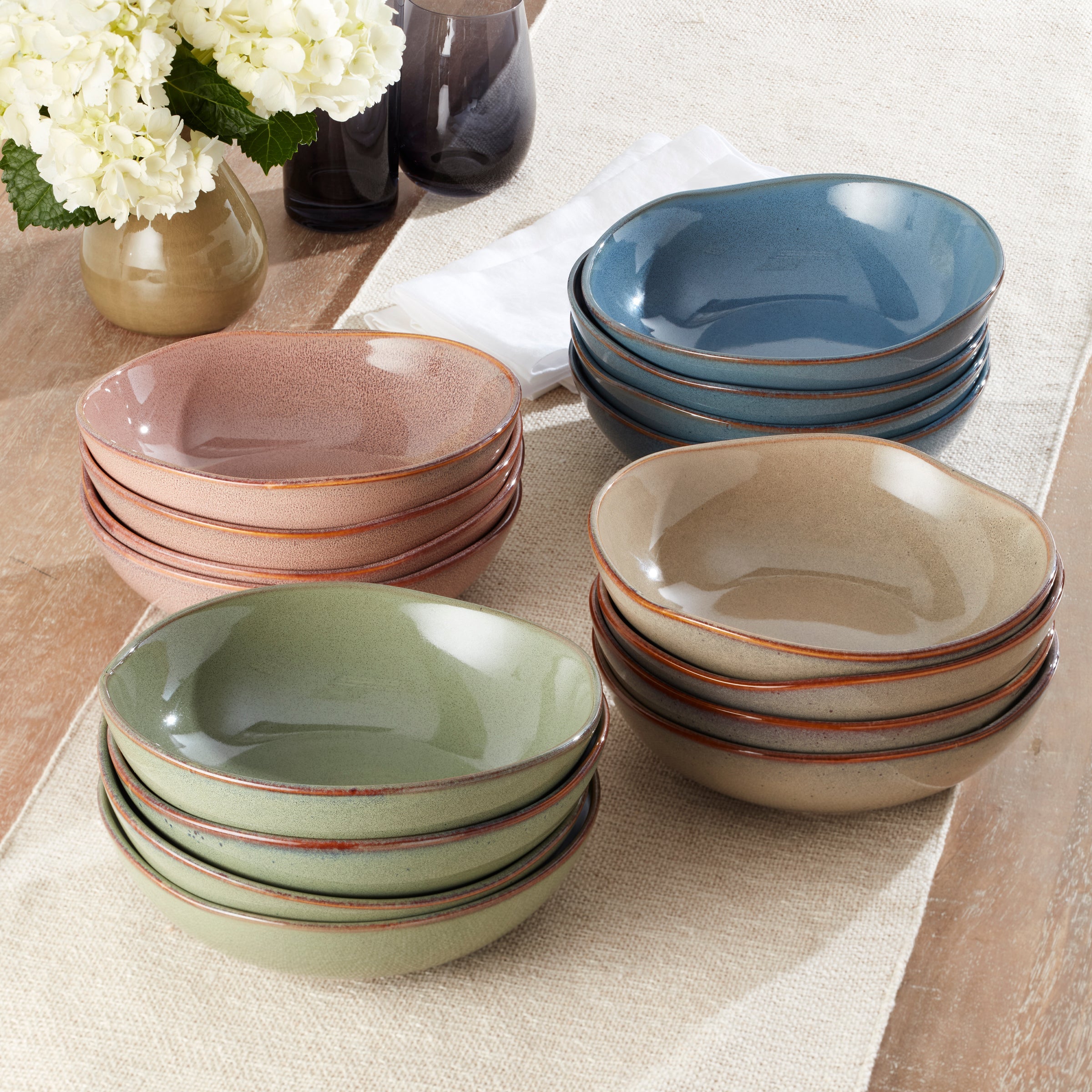 Organic Shades Slate Blue Pasta Bowls. Set of 4 - Image 3
