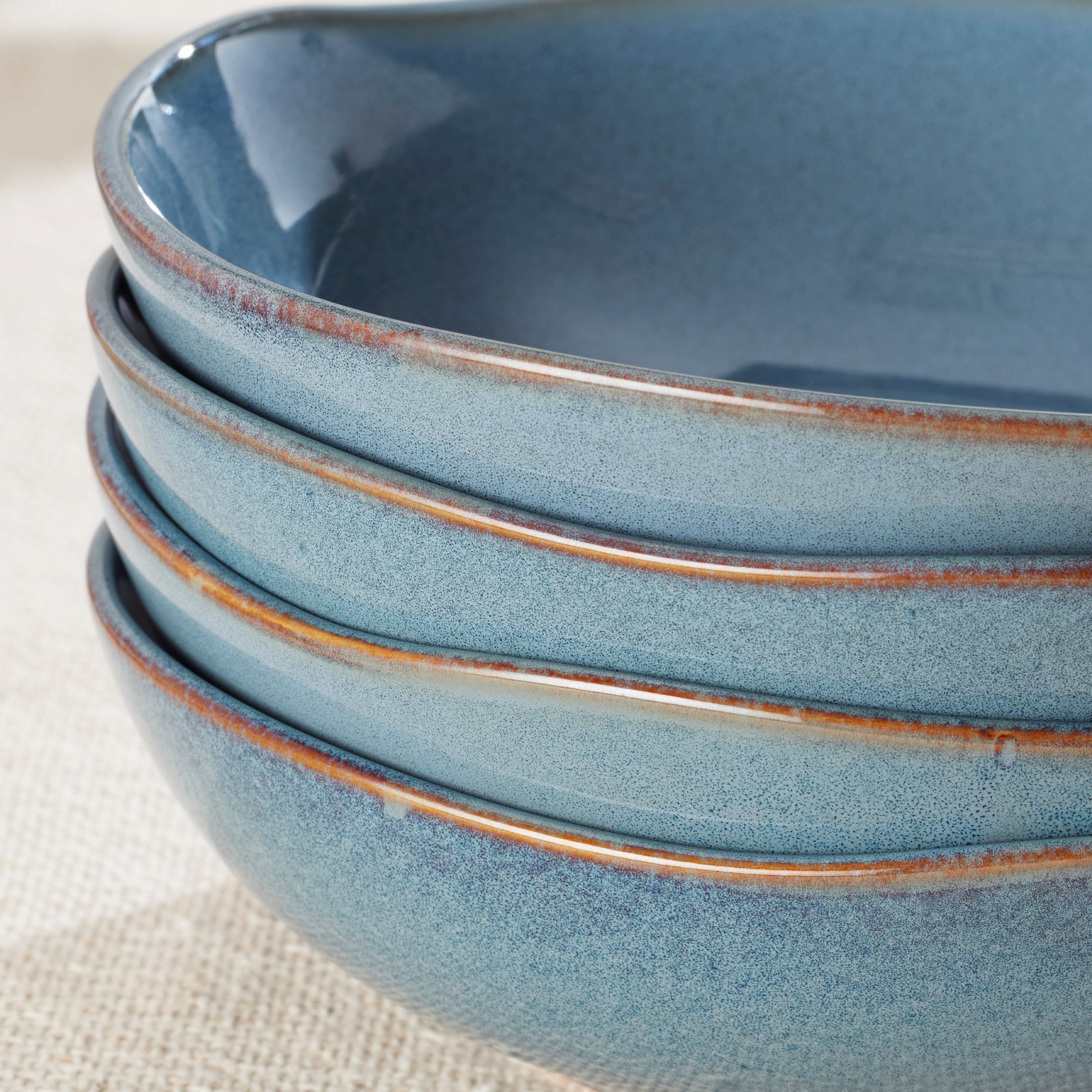 Organic Shades Slate Blue Pasta Bowls. Set of 4 - Image 4