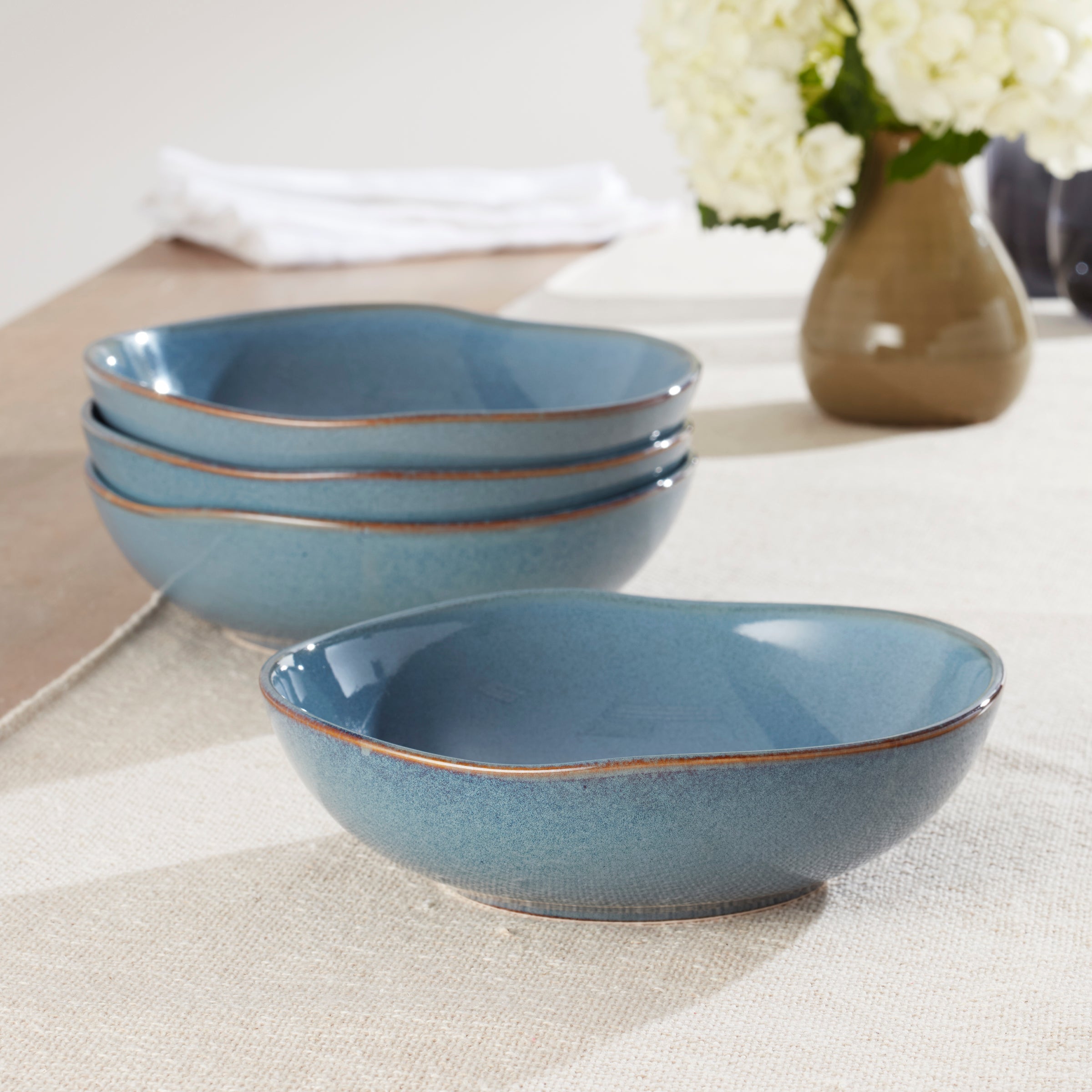 Organic Shades Slate Blue Pasta Bowls. Set of 4 - Image 2