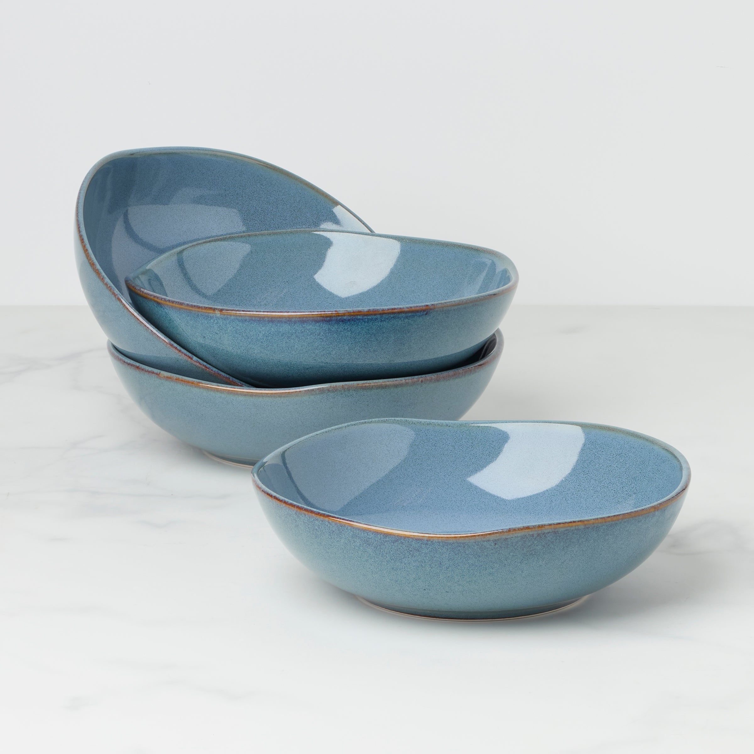 Organic Shades Slate Blue Pasta Bowls. Set of 4