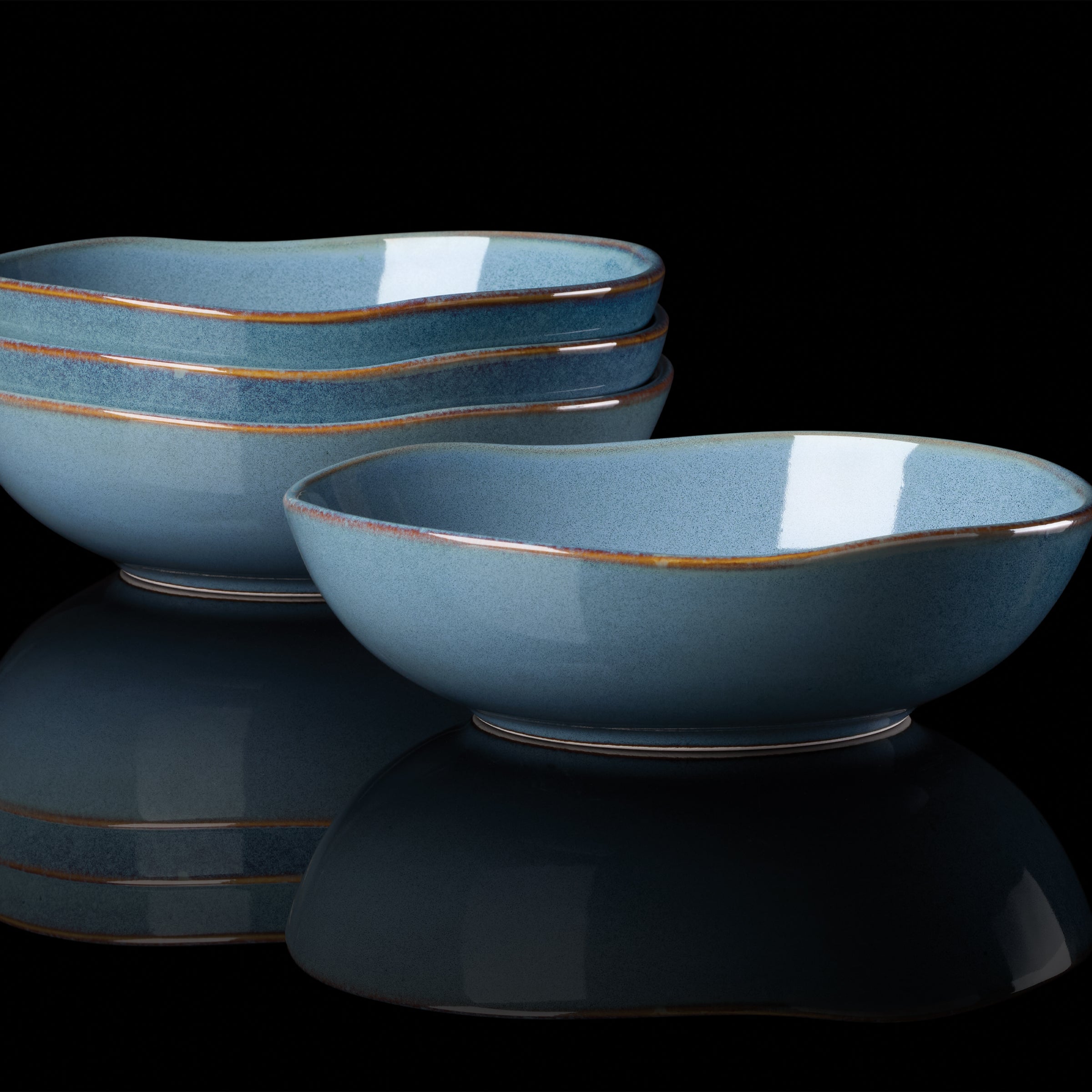 Organic Shades Slate Blue Pasta Bowls. Set of 4 - Image 5