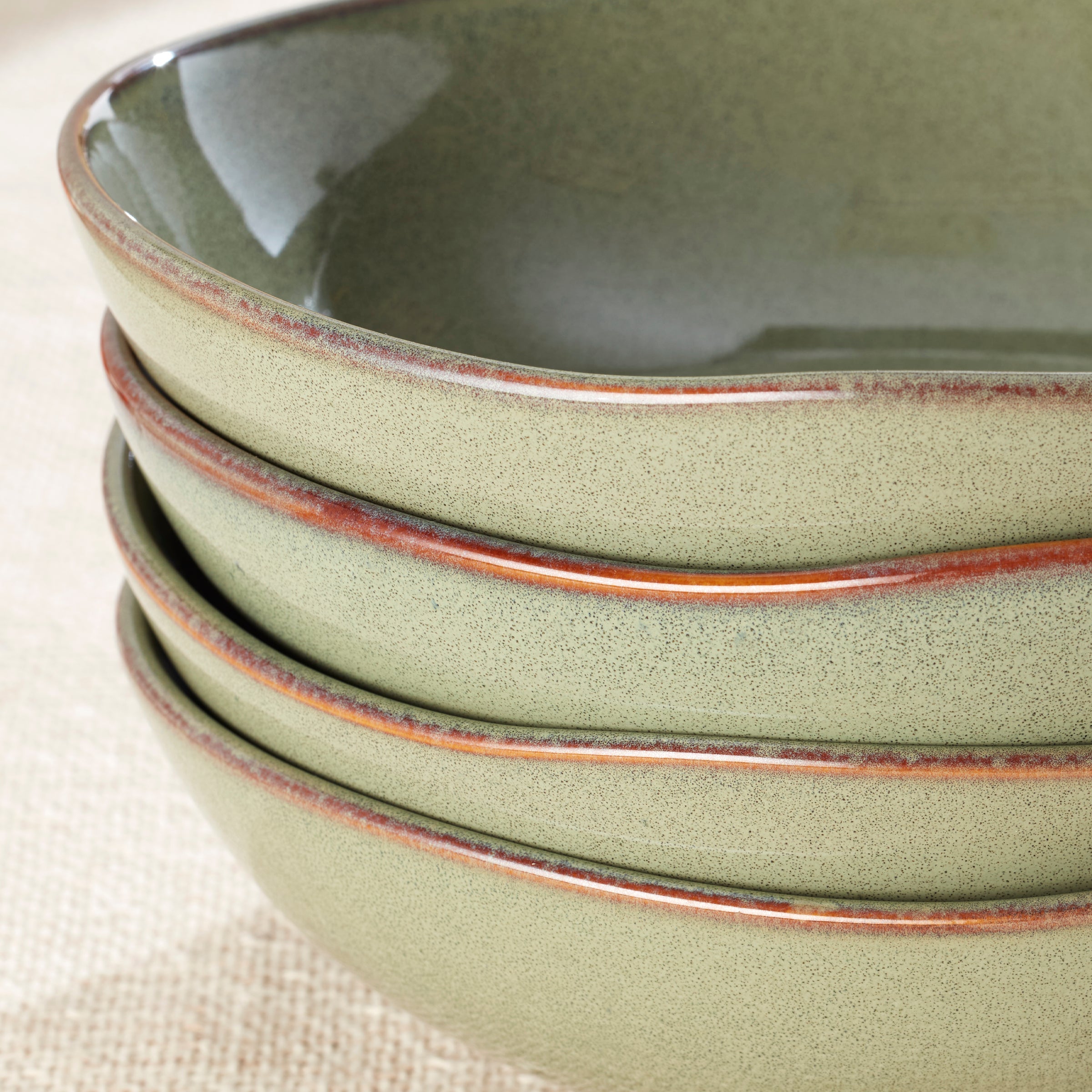Organic Shades Sage Green Pasta Bowls. Set of 4 - Image 3