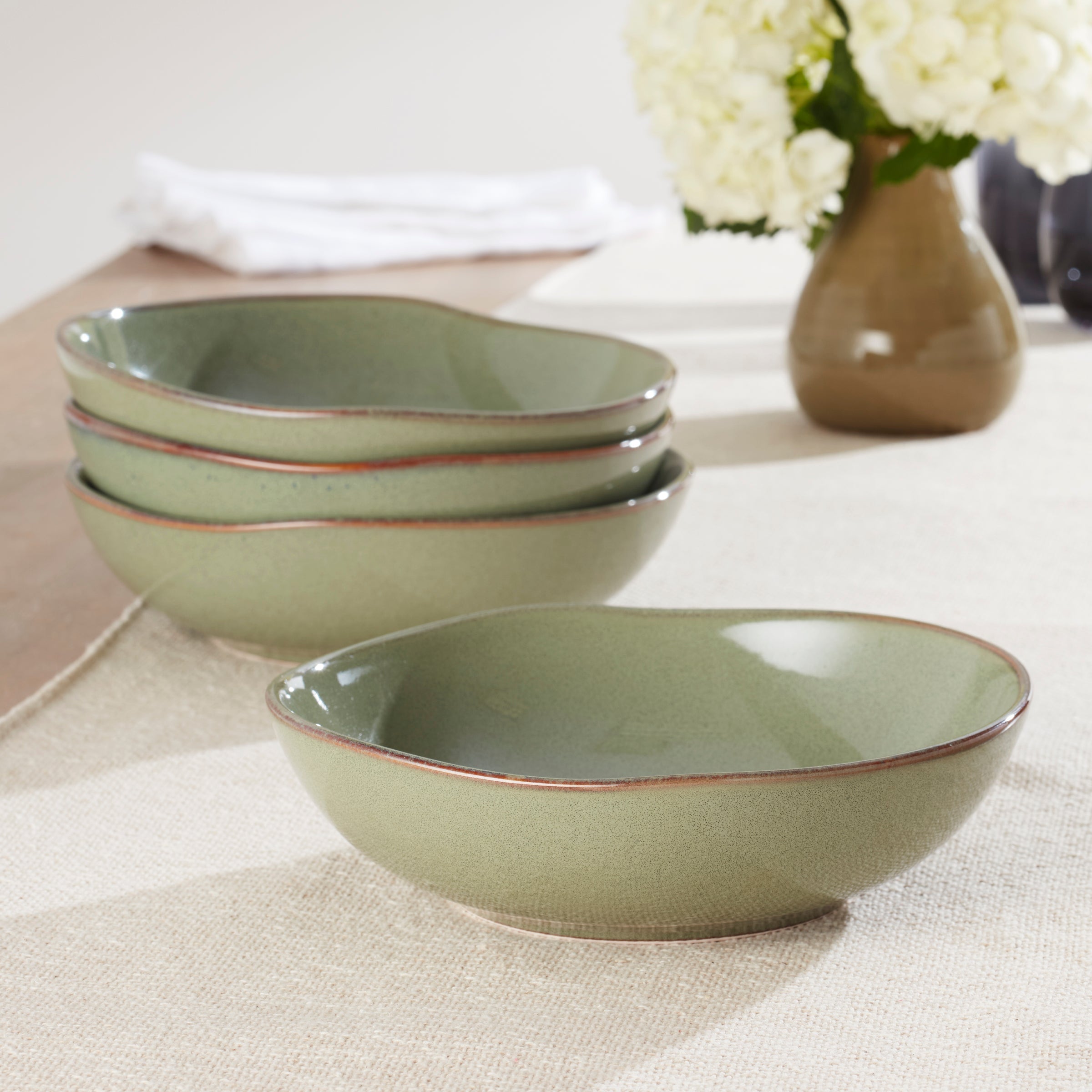 Organic Shades Sage Green Pasta Bowls. Set of 4 - Image 2