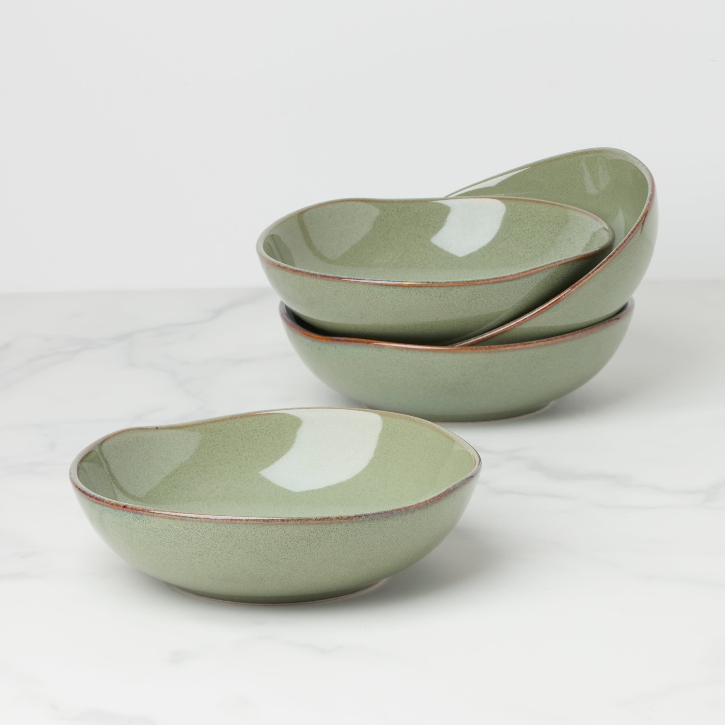 Organic Shades Sage Green Pasta Bowls. Set of 4
